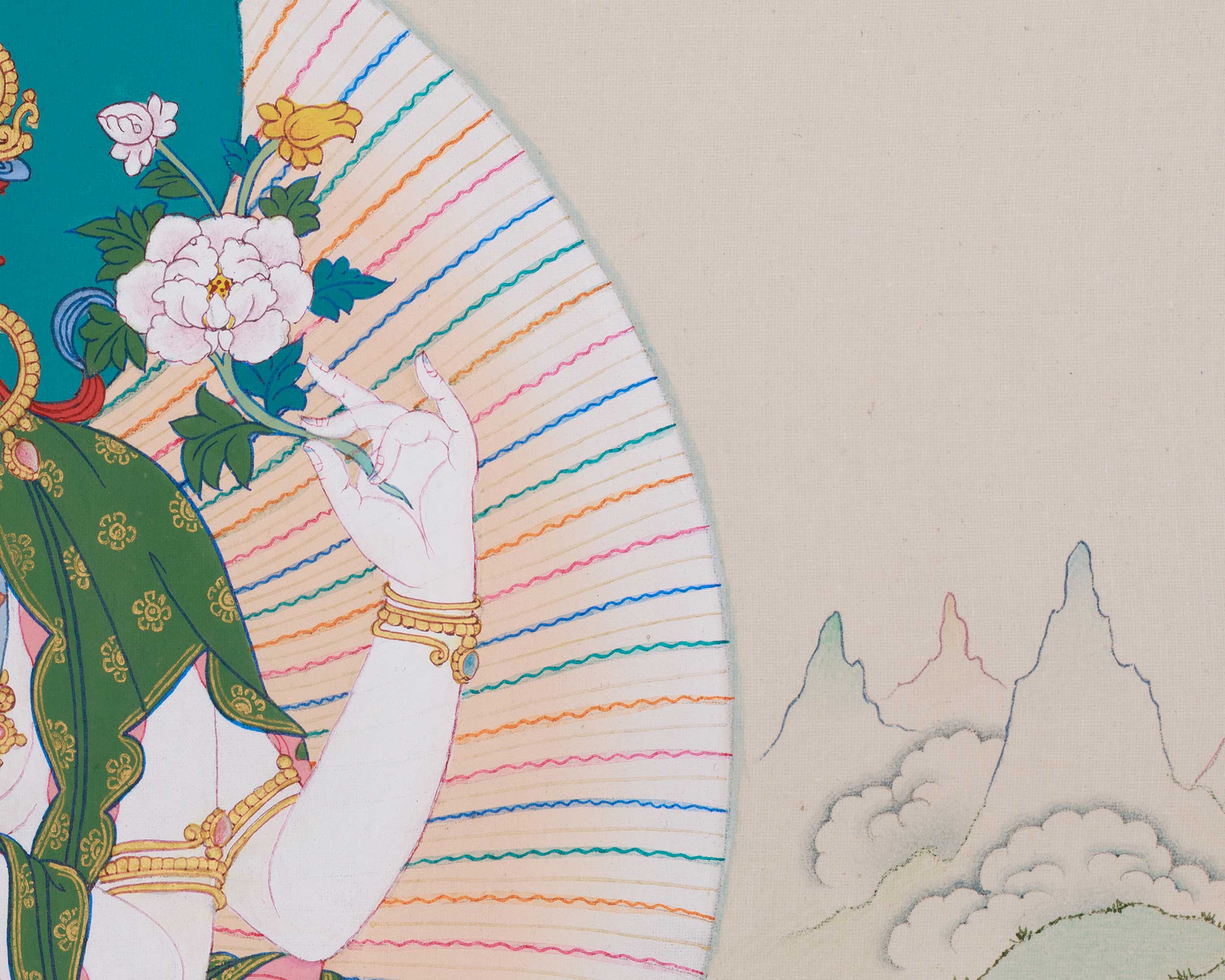 Traditional Handmade Chenrezig Thangka | Bodhisattva of Compassion and Healing