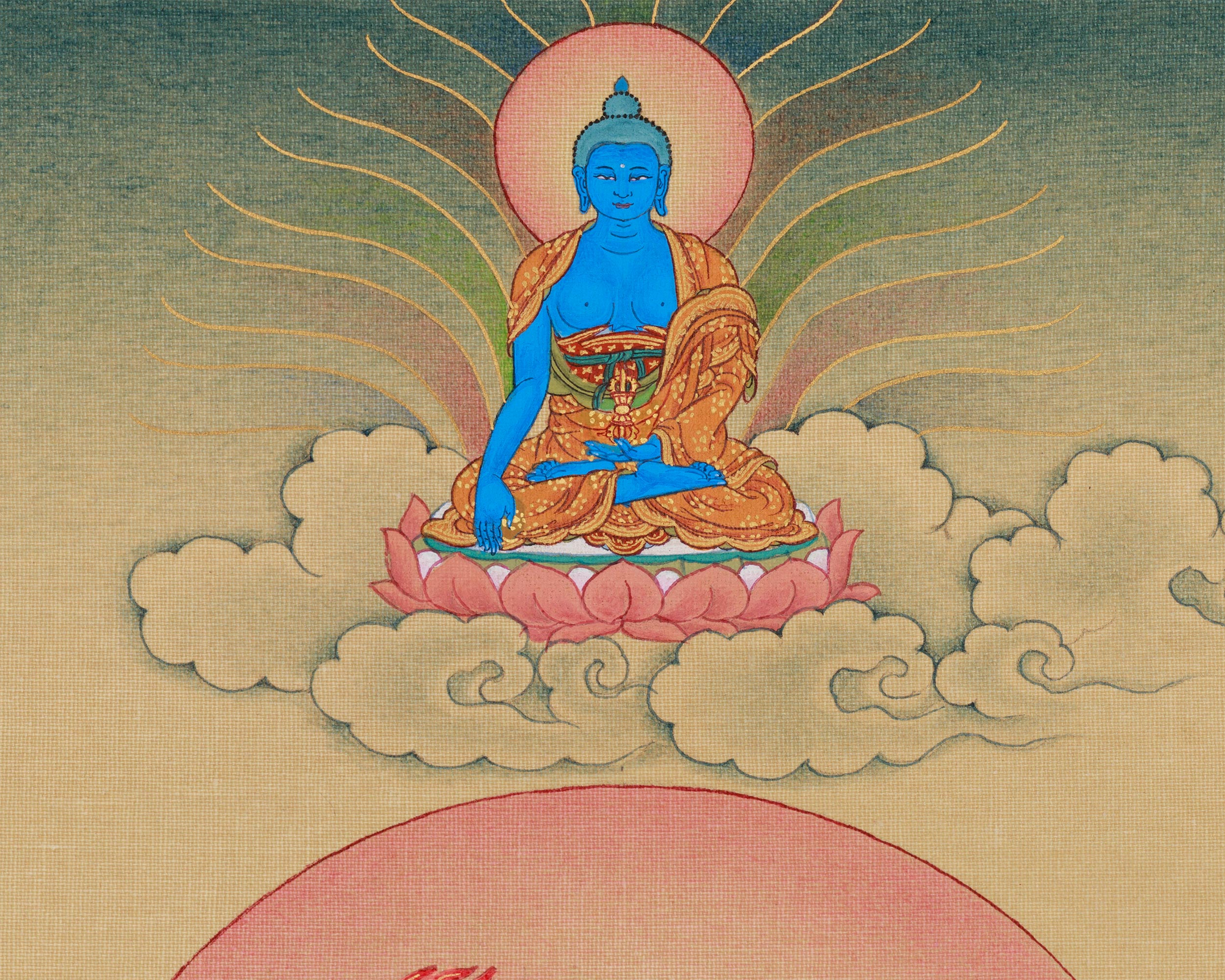 Manjushri with White Tara, Dzambhala, and Mitrupa | Tibetan Bodhisattva Painting