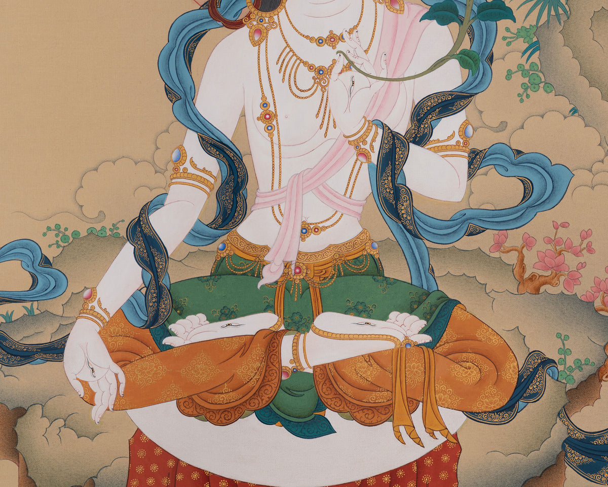 White Tara Vajrayana Buddhist Art | Compassion and Longevity Deity