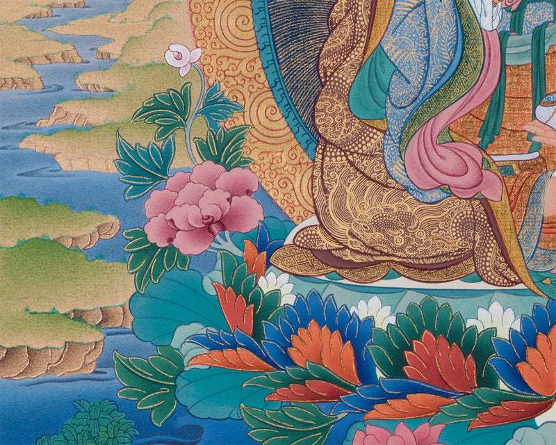 Guru Rinpoche Thangka Print | The Lotus Born Master | Traditional Padmasambhava Artwork