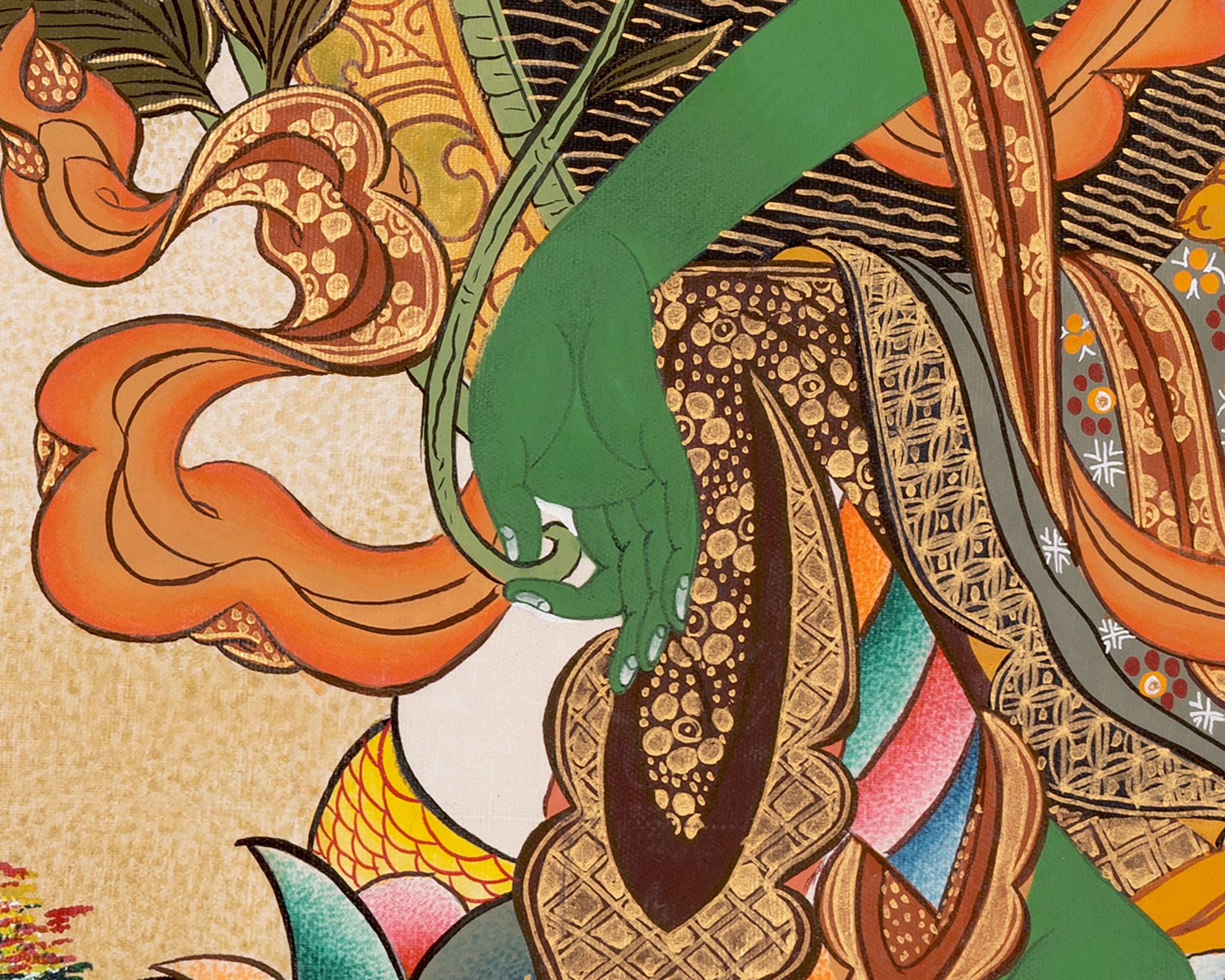 Green Tara Thanka | Hand-Painted Compassion Goddess for Protection