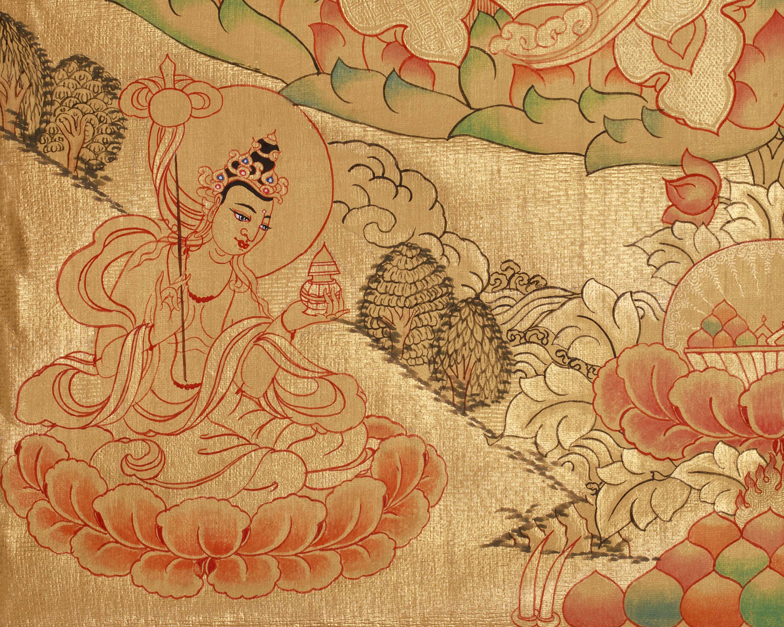 Guru Rinpoche Vajrayana Buddhist Art for Wisdom and Protection | Sacred Padmasambhava Thangka Painting