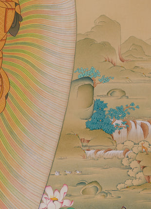 Standing Buddha Shakyamuni Thangka | Exquisite Karma Gadri Masterpiece