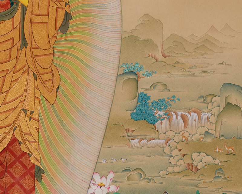 Standing Buddha Shakyamuni Thangka | Exquisite Karma Gadri Masterpiece