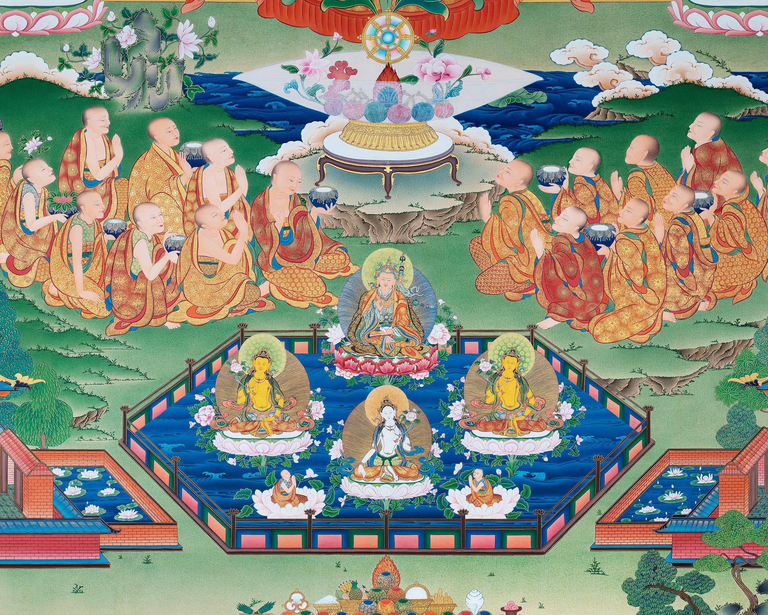 Buddha Amitabha Pureland Thangka, High Quality Giclee Canvas Print, Digital Print