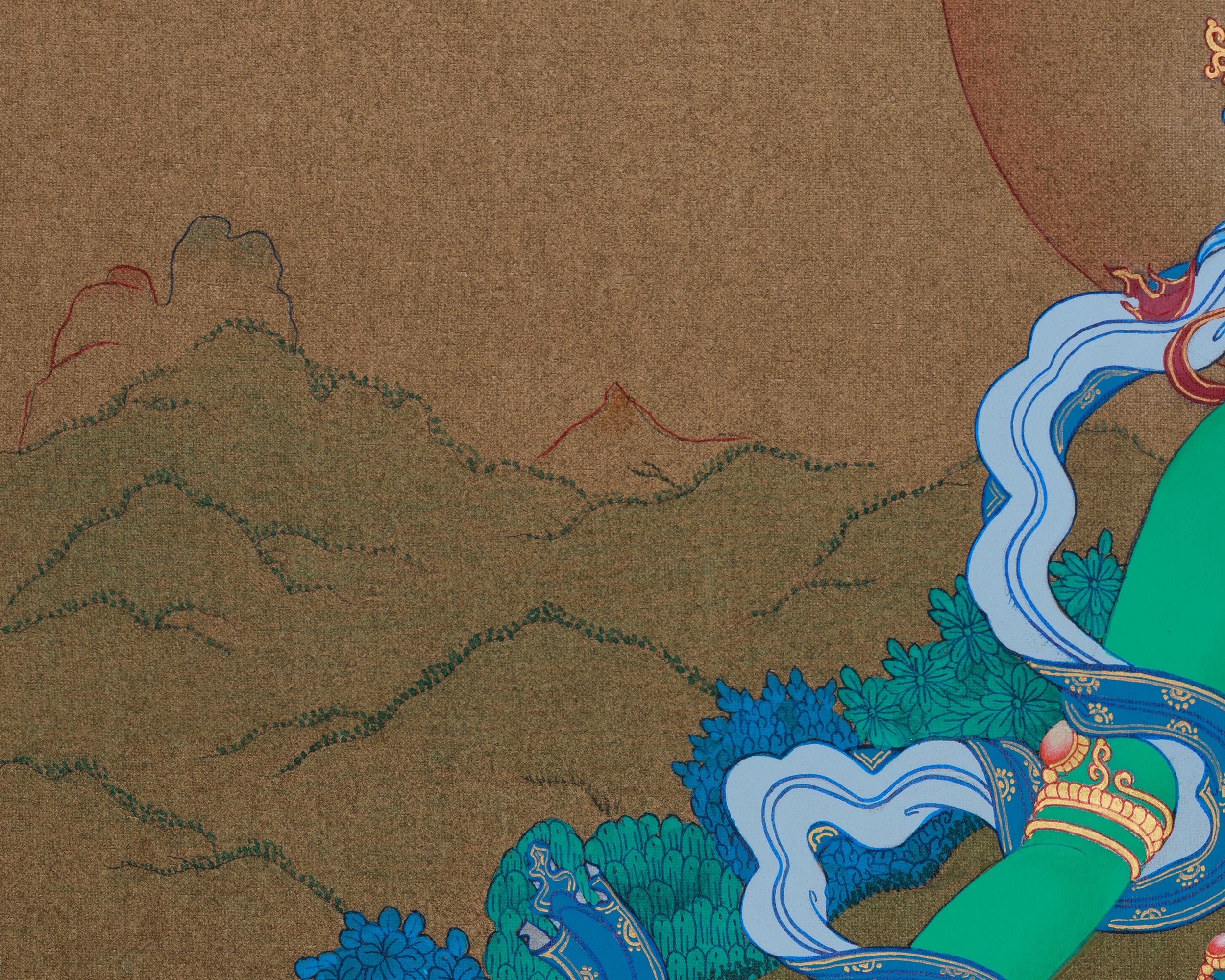 Buddhist Goddess Arya Tara Painting | The Compassionate Green Tara, Protector and Healer