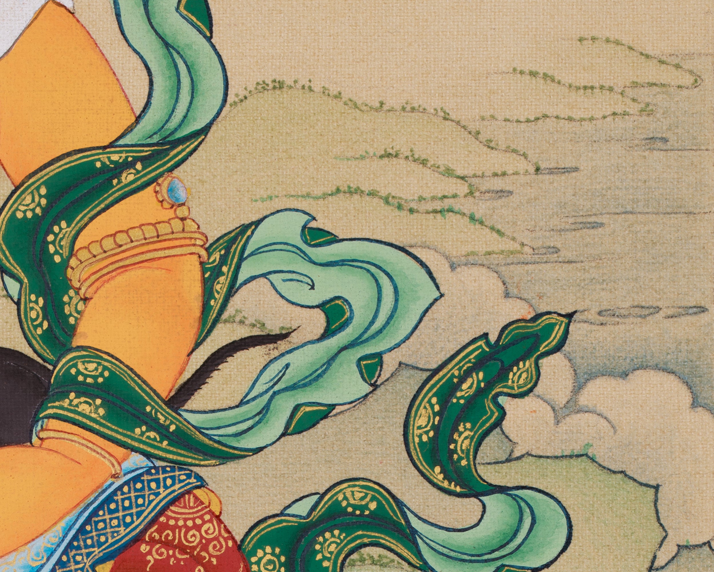 Original Hand-Painted Dzambhala Thangka, Guardian of Prosperity | For Abundance