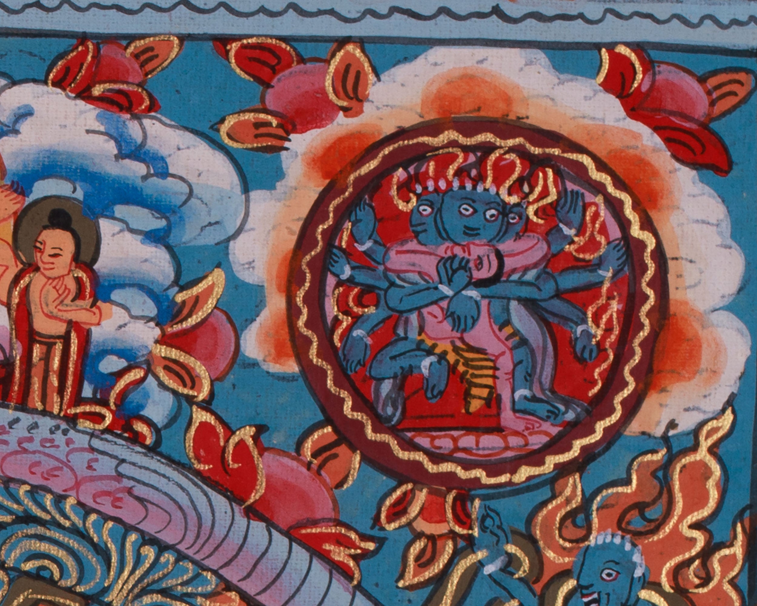 Small Buddha Mandala Thangka | Cosmic Enlightenment & Dharma Protectors
