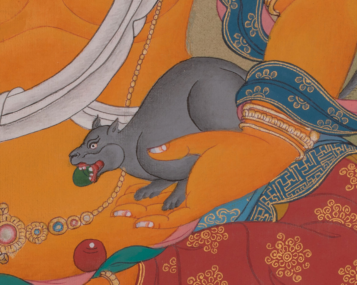 Yellow Dzambhala Sacred Artwork | Wealth Deity | The Prosperity God of Tibetan Buddhism
