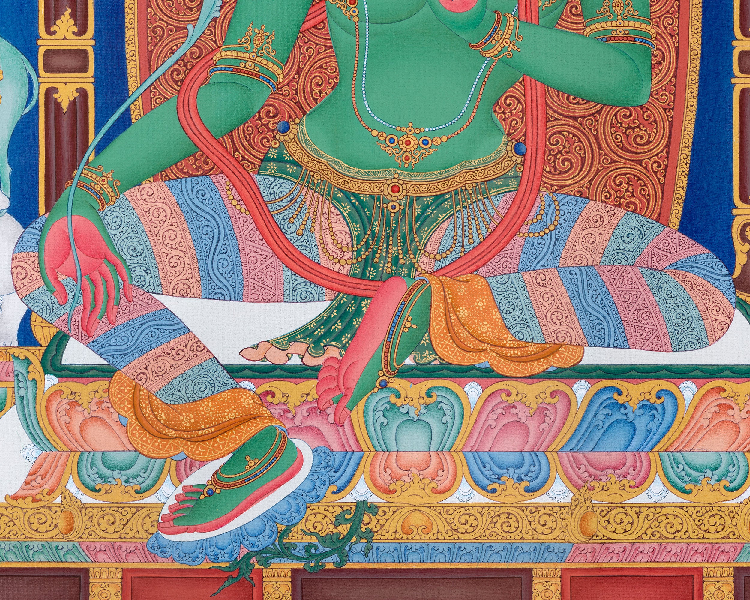 Green Tara Thangka Print | Digital Canvas Print