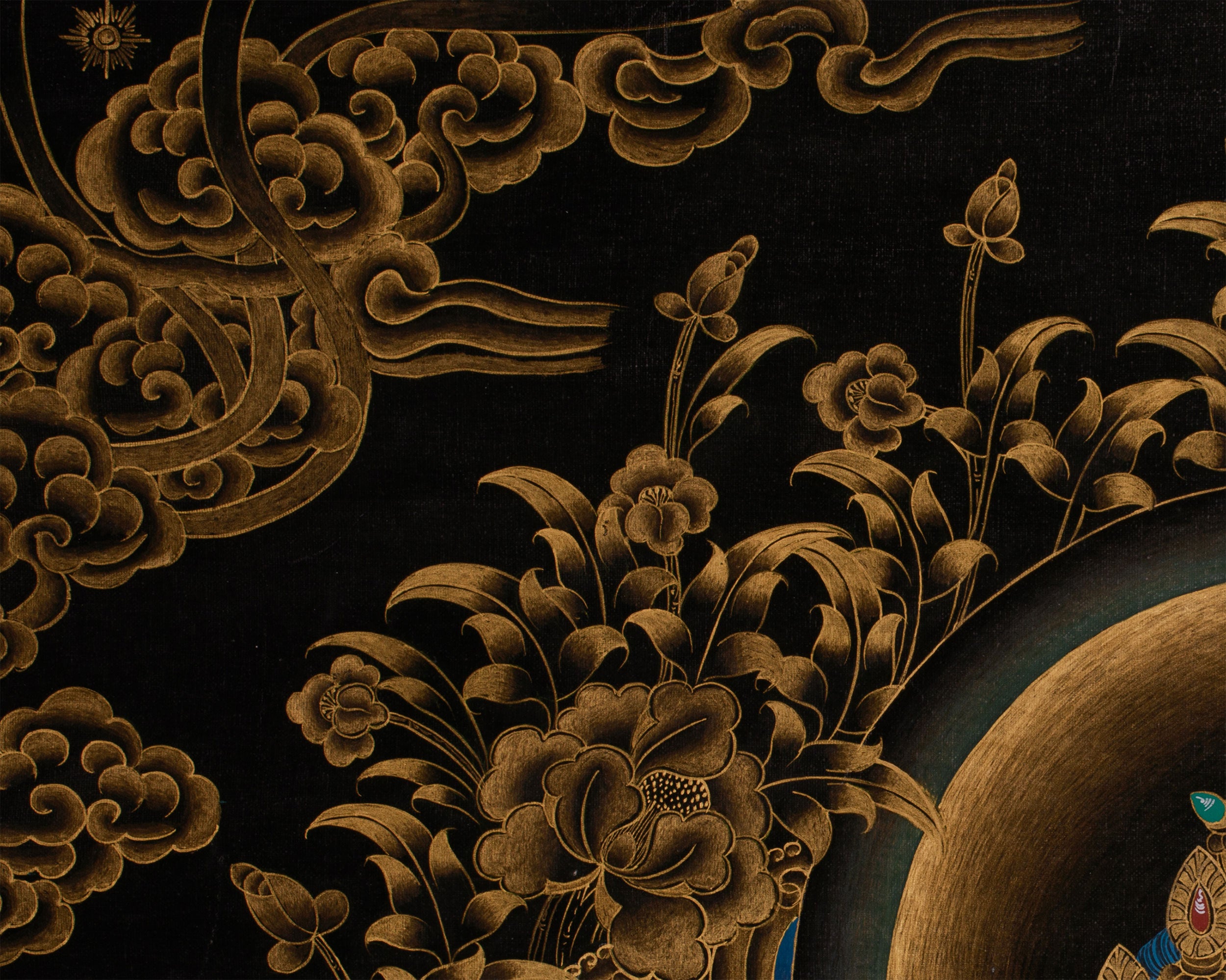 Large 30 Inches Chenrezig in Gold | Four-Armed Bodhisattva of Infinite Compassion