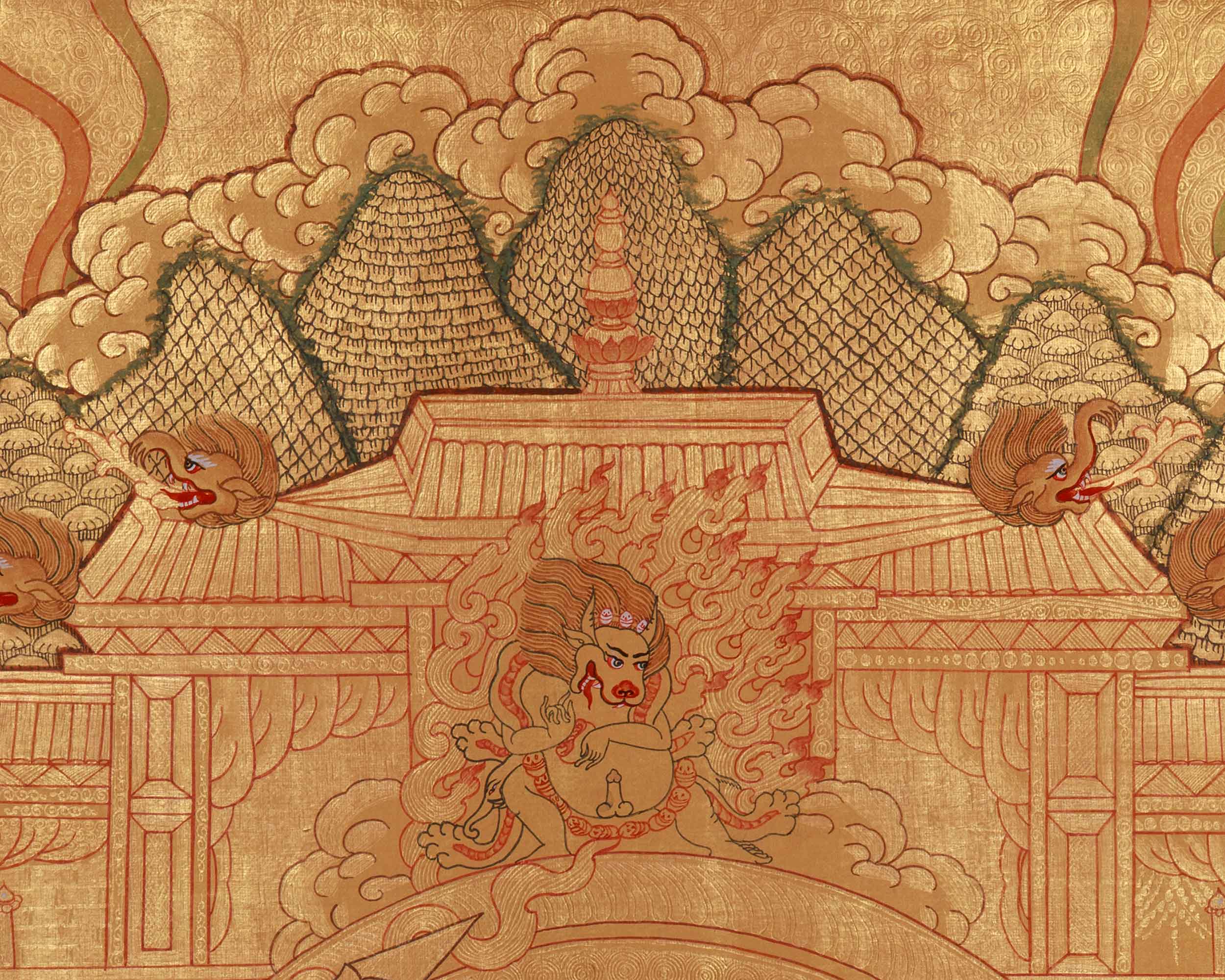 Majushri, Wisdom Buddha Thangka | A Spiritual Masterpiece of Enlightenment in Glorious Gold