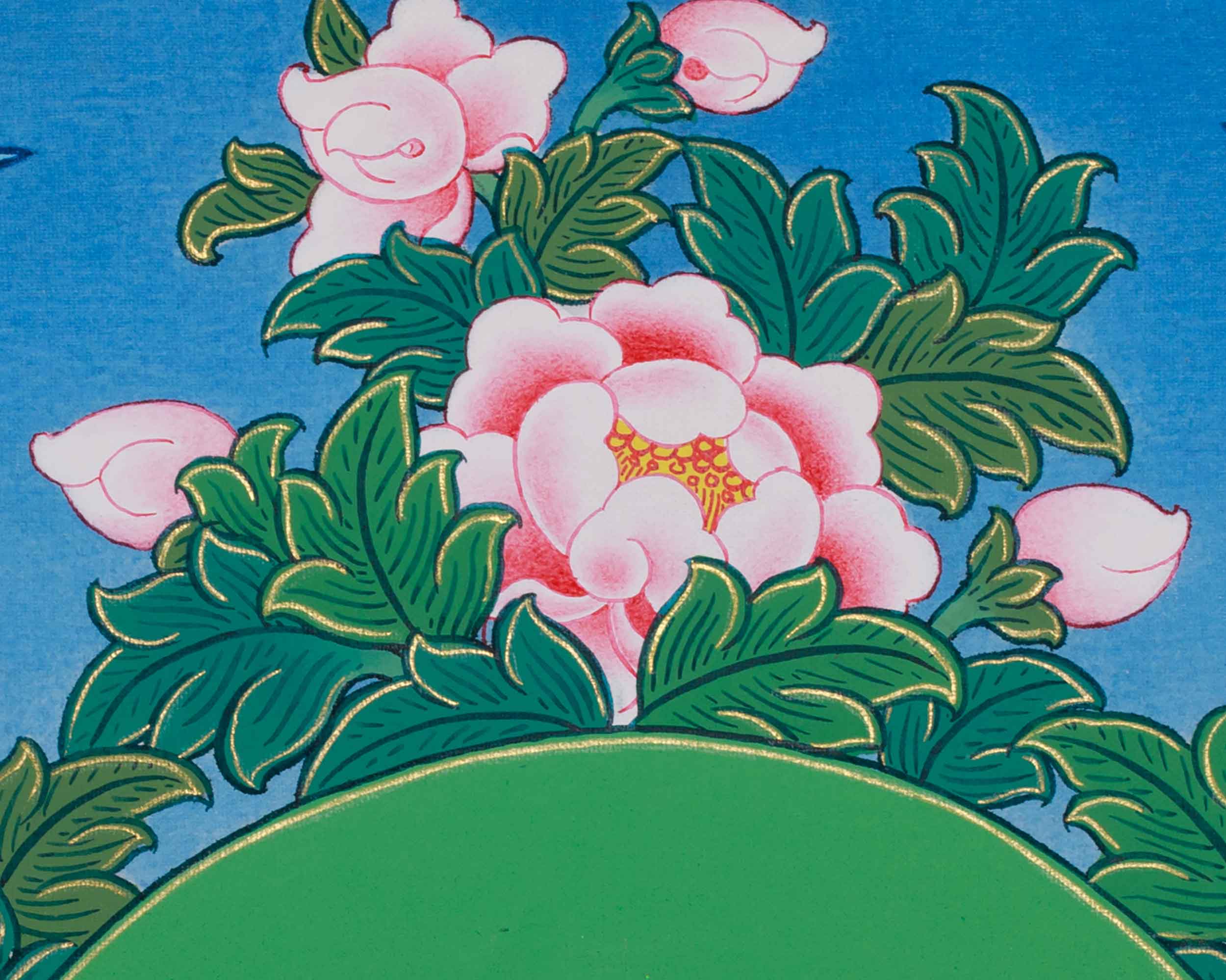 Hand-Painted Buddha Amitayus Thangka | Buddha of Long Life and Eternal Blessings