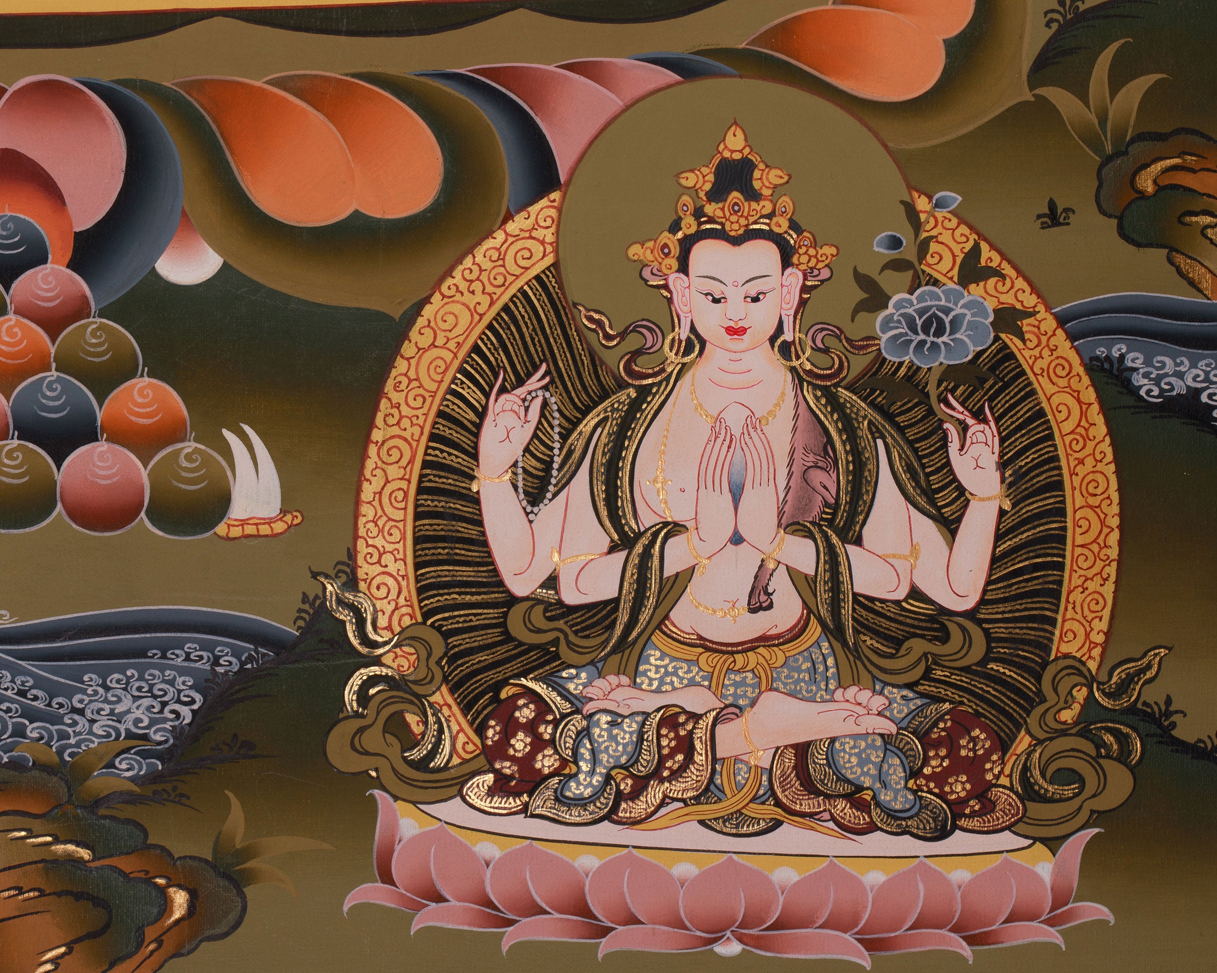 Traditional Three Bodhisattvas: Vajrapani with Manjushri and Avalokiteshvara