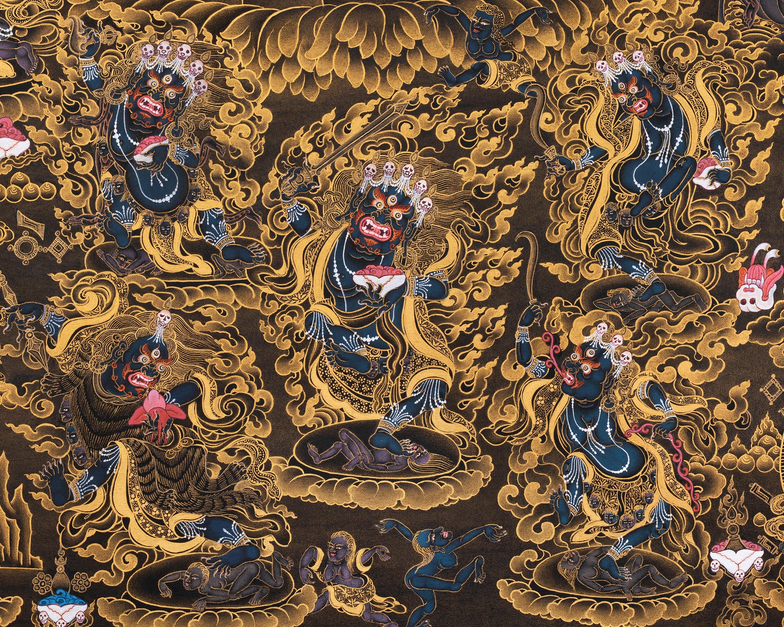 Sakya Mahakala Thangka, High Quality Giclee Canvas Print, Digital Print, Mahakala Thangka