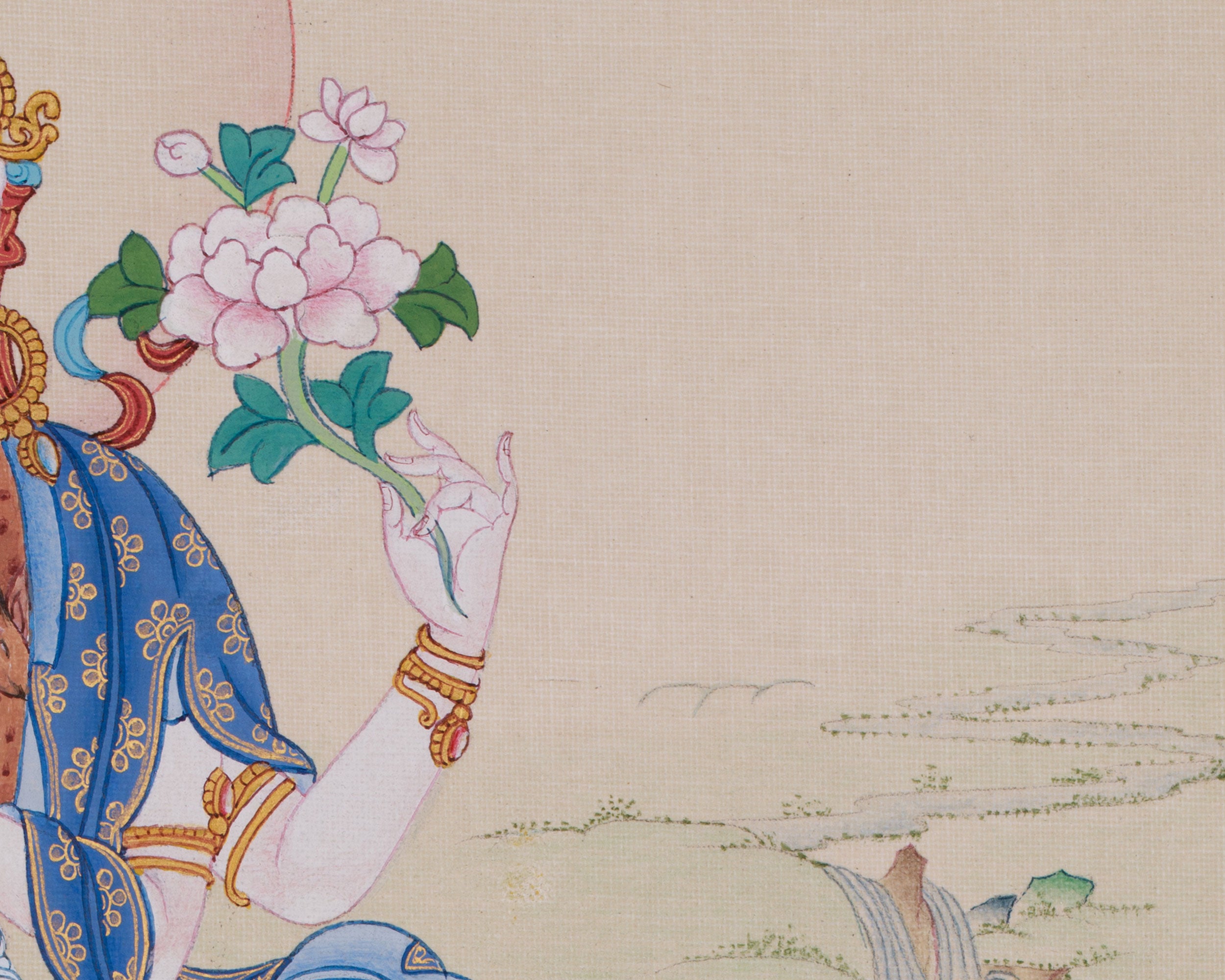 Compassionate Chenrezig Buddha Thangka | Four Armed Avalokiteshvara