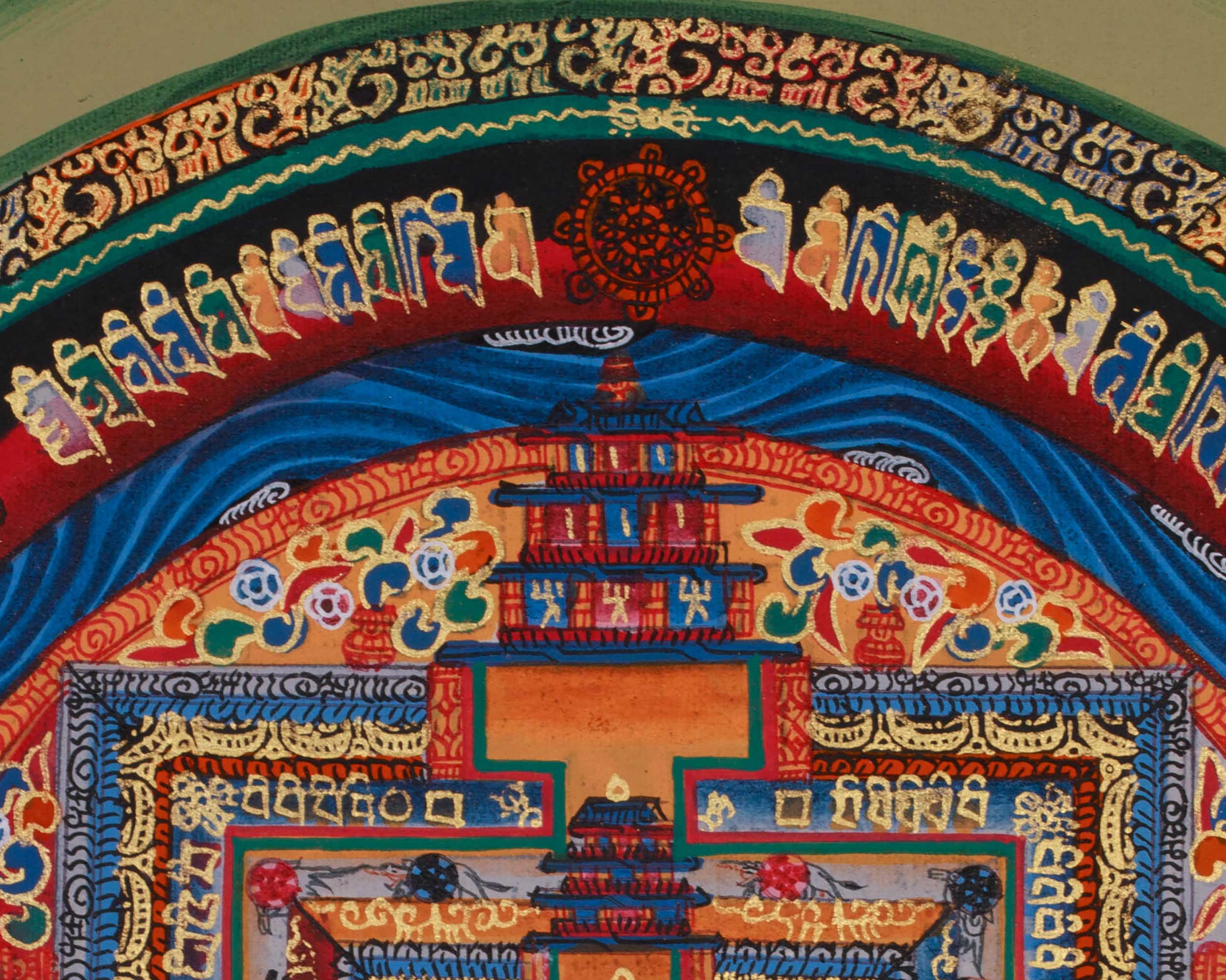 Small Kalachakra Mandala Thangka | Tibetan Art of Time and Cosmic Balance