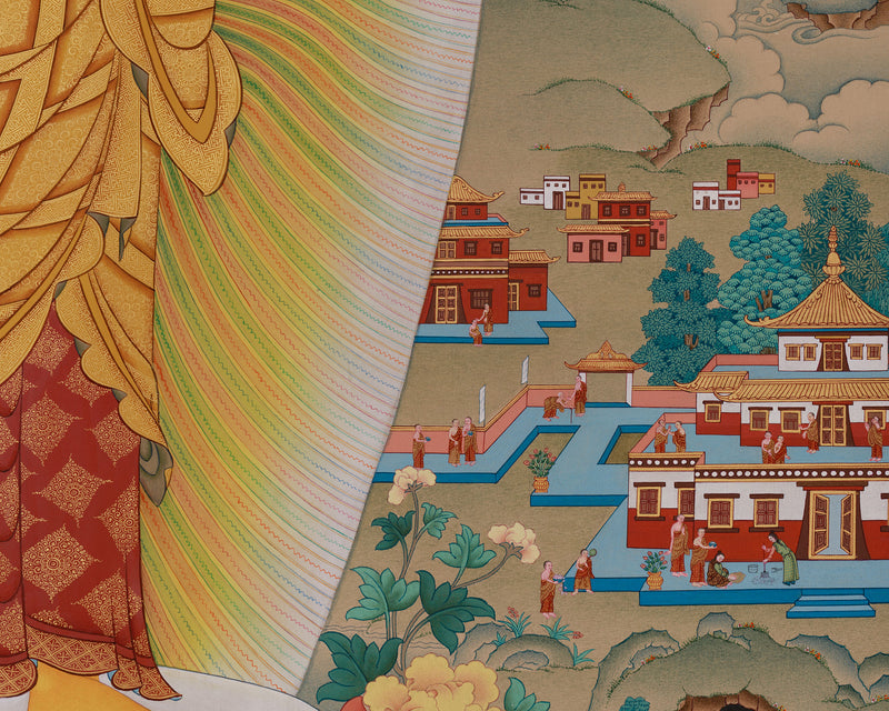 Standing Buddha Shakyamuni Thangka | A Masterpiece of Serenity and Enlightenment