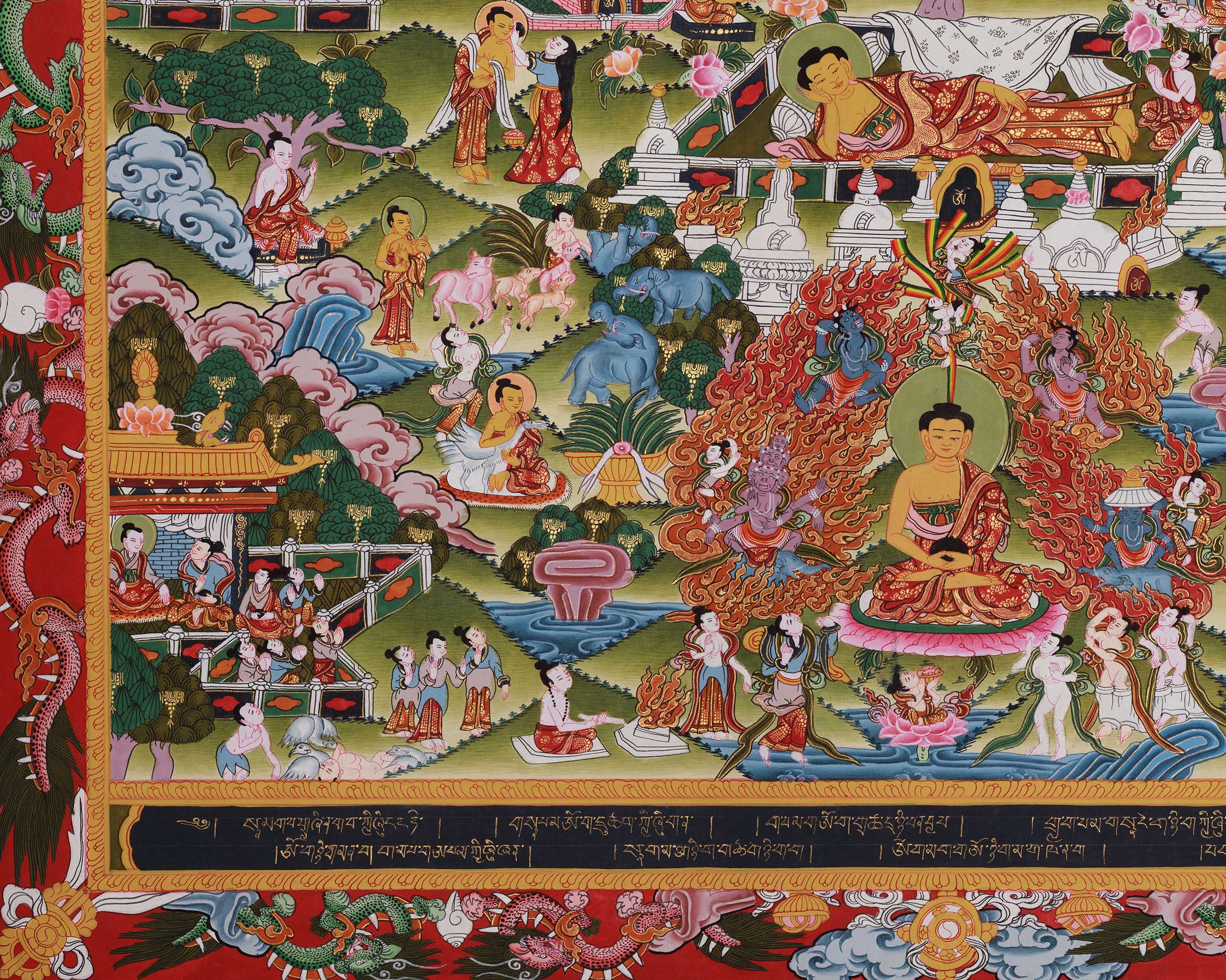 Historical Buddha Life Story Thangka | Traditional Artwork Depicting the Buddha’s Path to Enlightenment