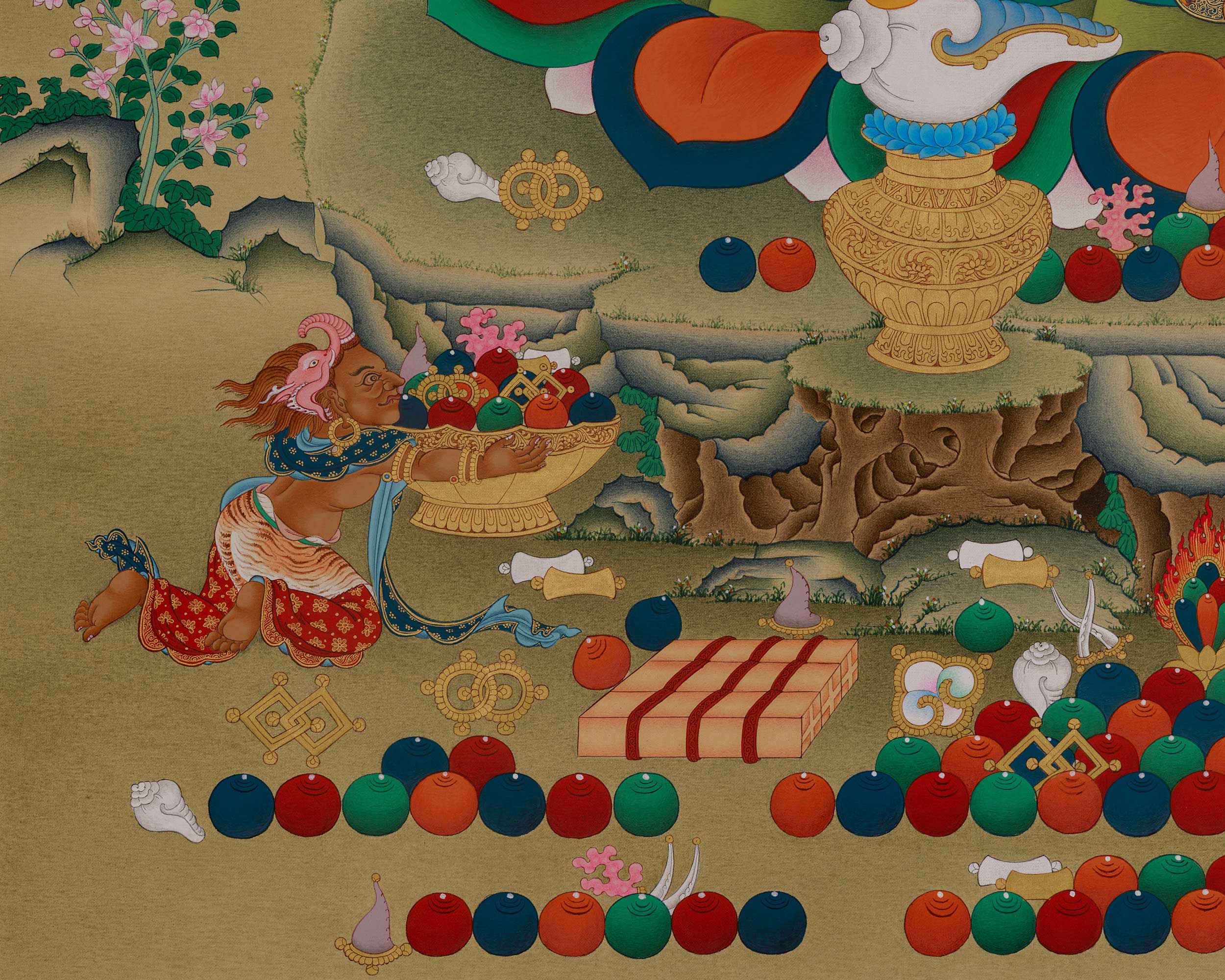 Dzambhala Prosperity Meditation Artwork | Wealth Deity Thangka