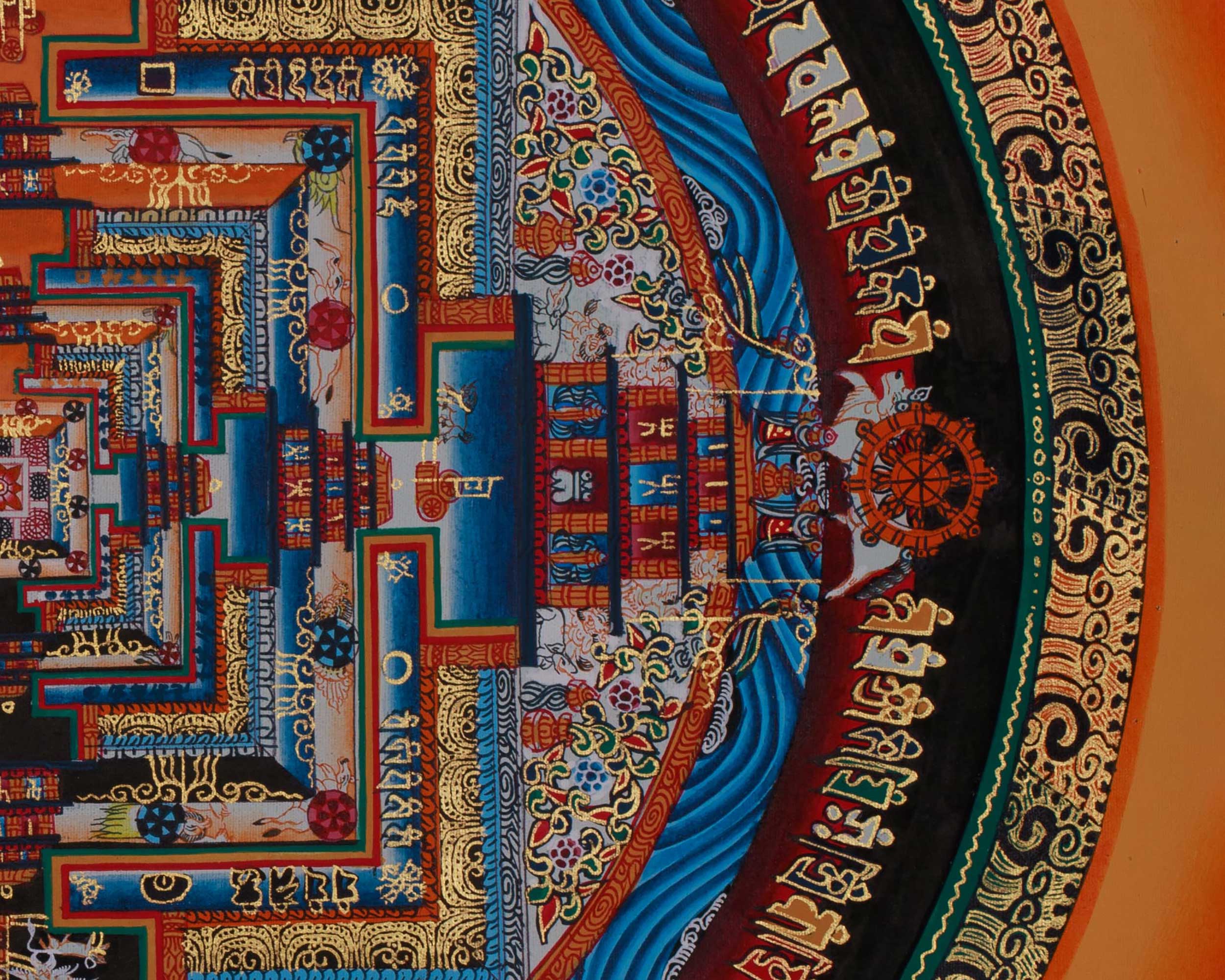 16 Inch Kalachakra Mandala | Wheel of Time | Tibetan Art for Balance and Healing