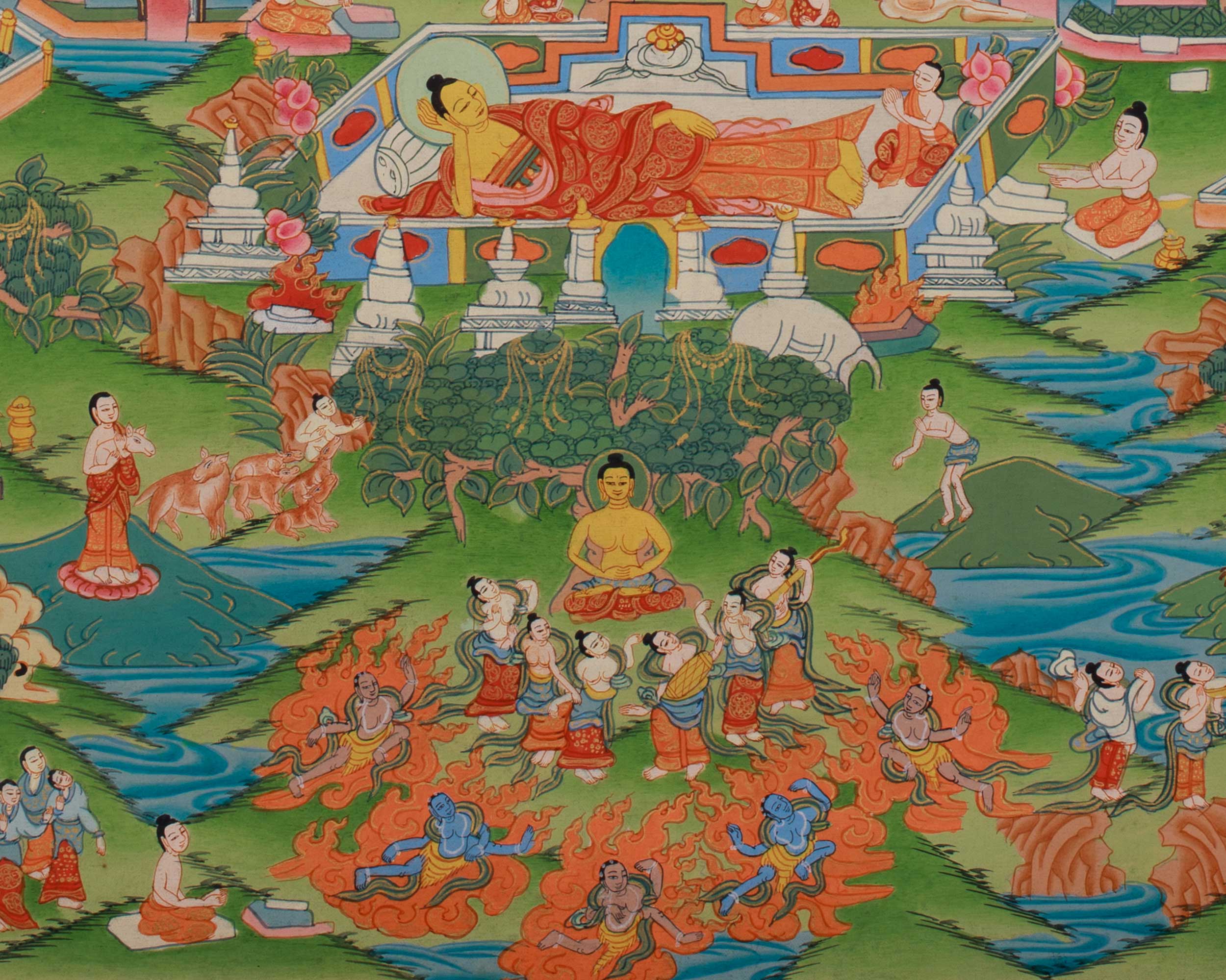 Shakyamuni Buddha Life History thangka | Siddhartha Gautama