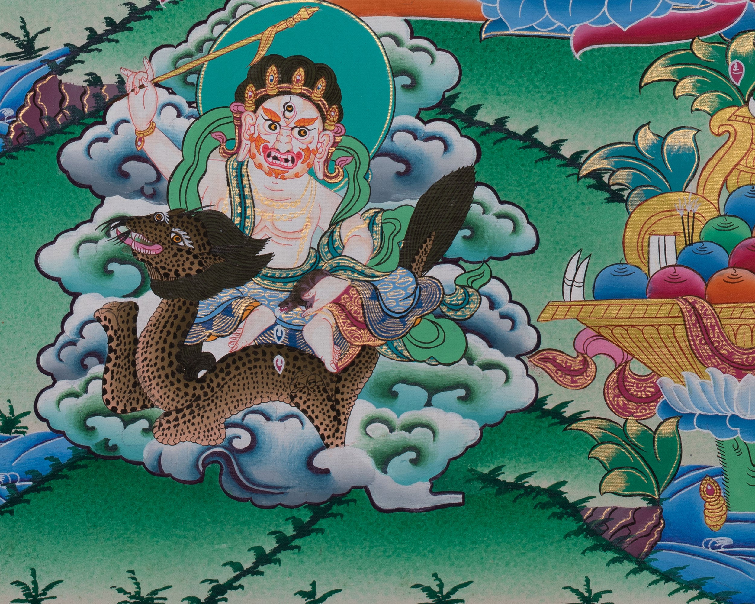 The Five Dzambhala Thangka | Sacred Symbol of Prosperity and Protection