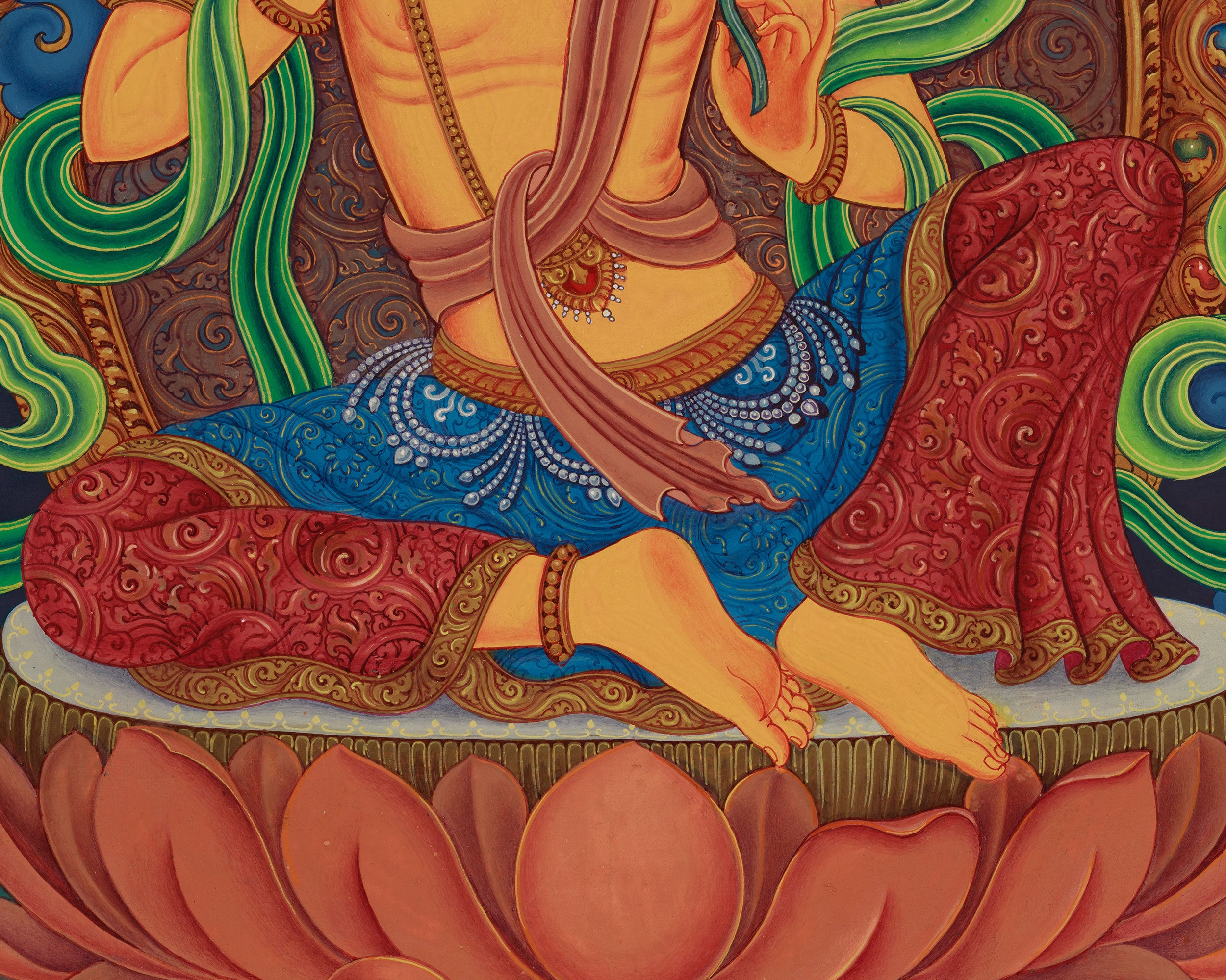 Rare Manjushri Wisdom Figurine | Hand-Painted Buddhist Artwork