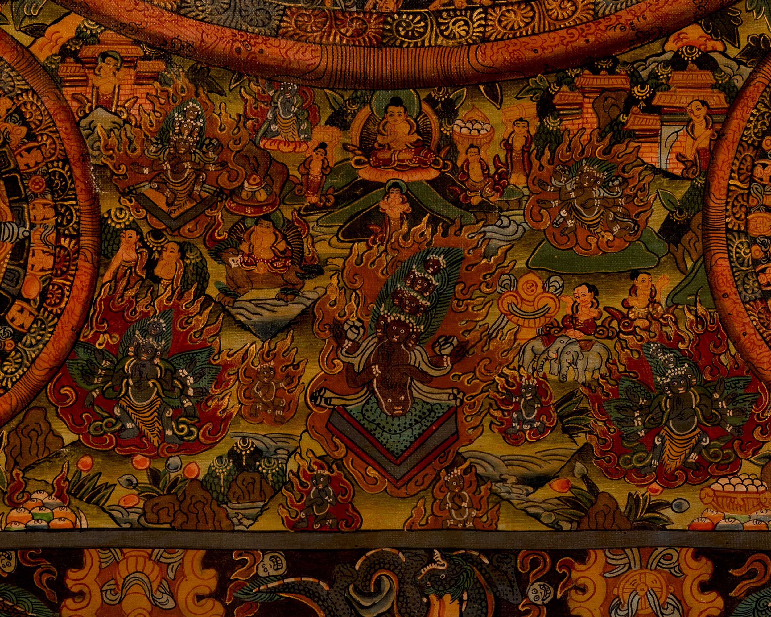 Tibetan Oil Varnished Heruka Mandala | Traditional Thangka