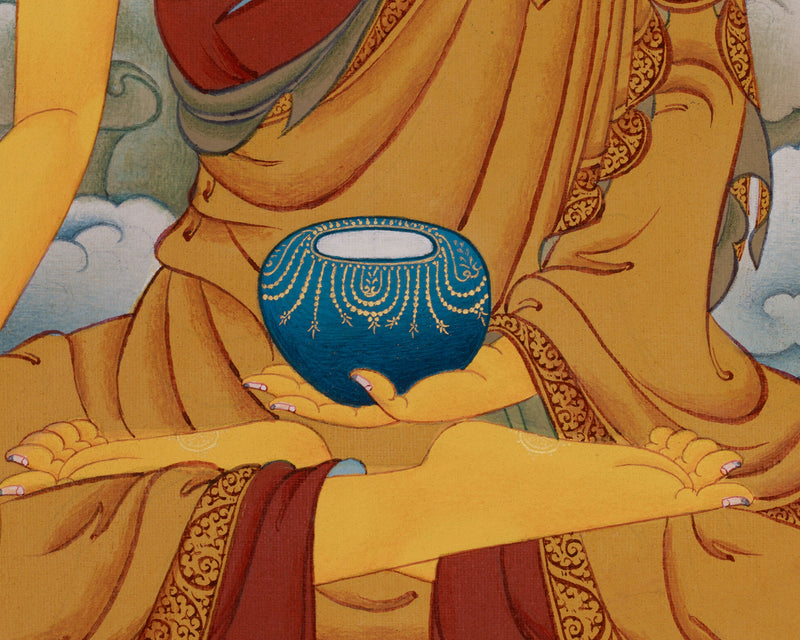 Enlightened Buddha Shakyamuni Thangka | The Sage of the Shakya | Artistic Elegence in Lhasa Stone Hues