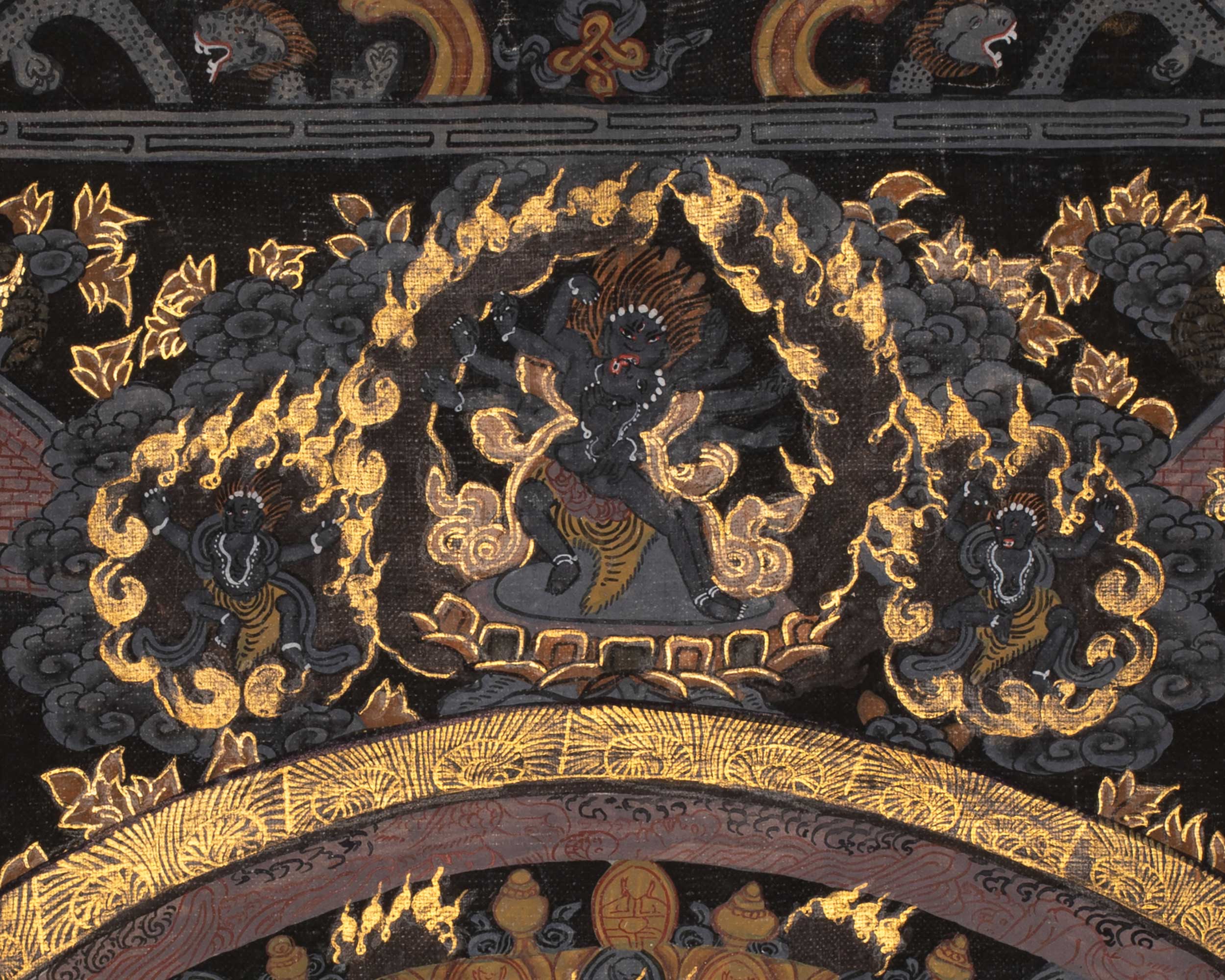 Gold and Black Vintage Buddha Mandala Artwork | Buddhist Altar