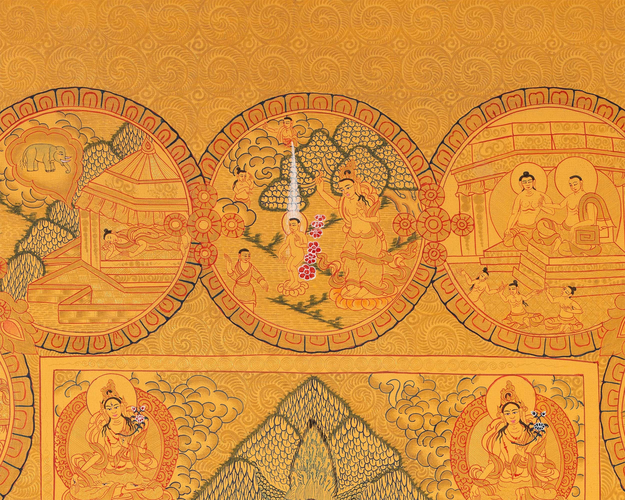 Original Hand-Painted Buddha Life Story | Spiritual Journey Artwork