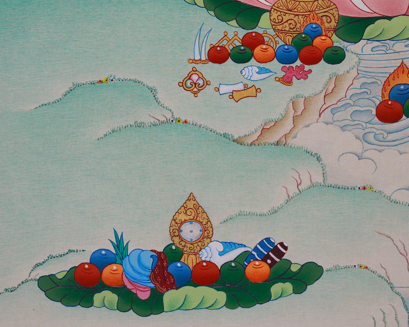 Hand Painted Yellow Jambhala Thangka | Tibetan Buddhist Wealth Deity