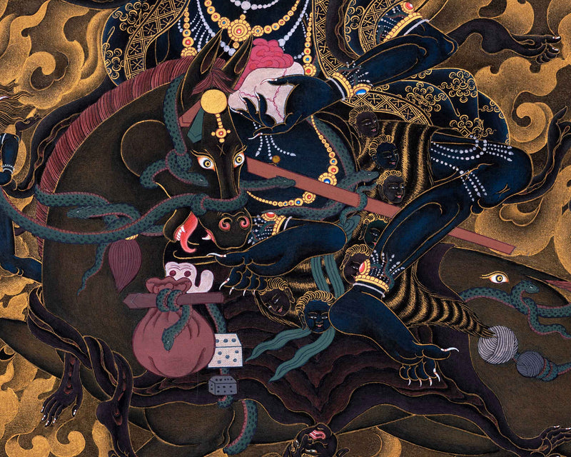 Palden Lhamo Kali Thangka Painting For Mindfulness | Sacred Mahakali Art for Daily Practice