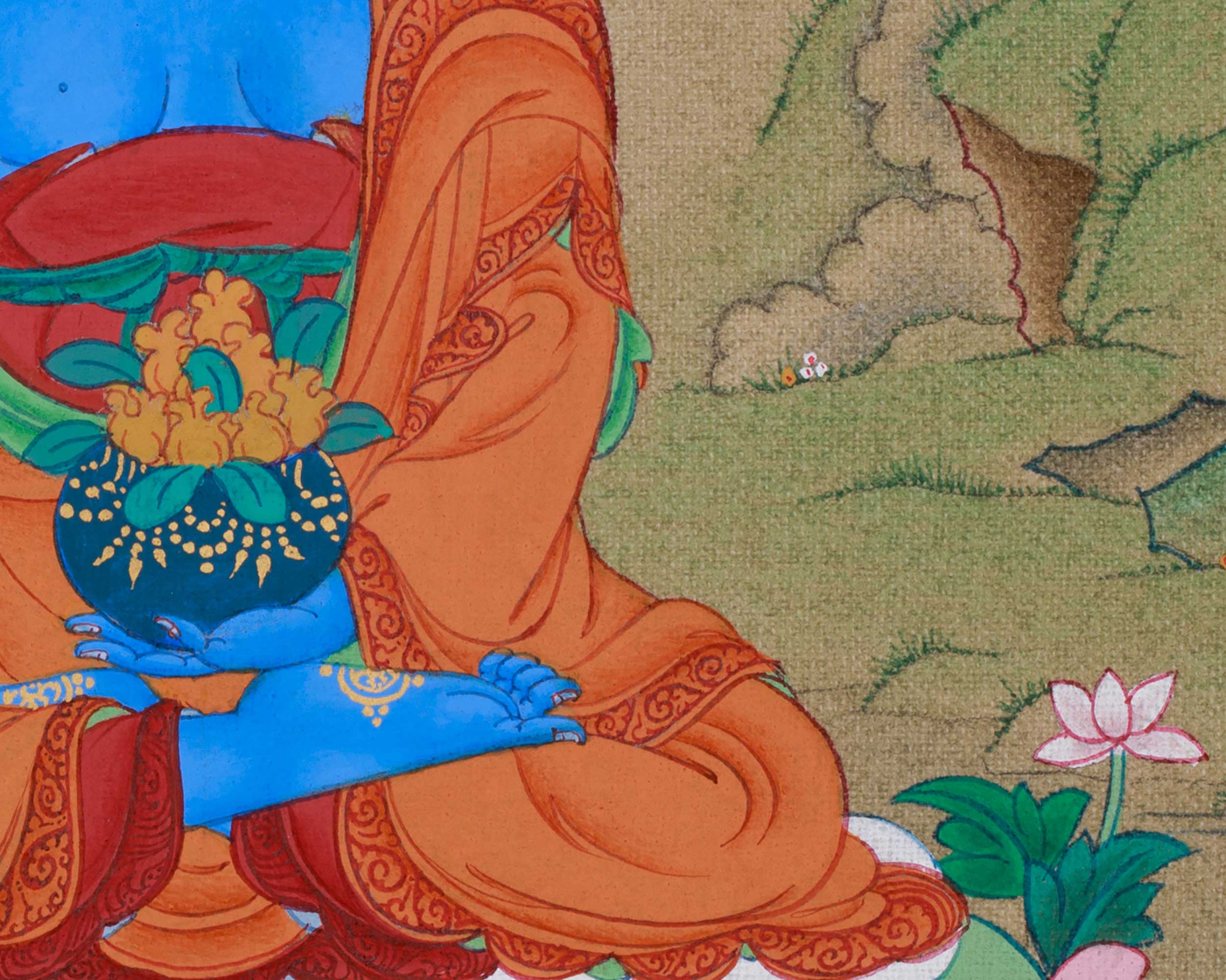 Tibetan Buddha Bhaisajyaguru Thangka | Buddhist Art for Protection and Meditation