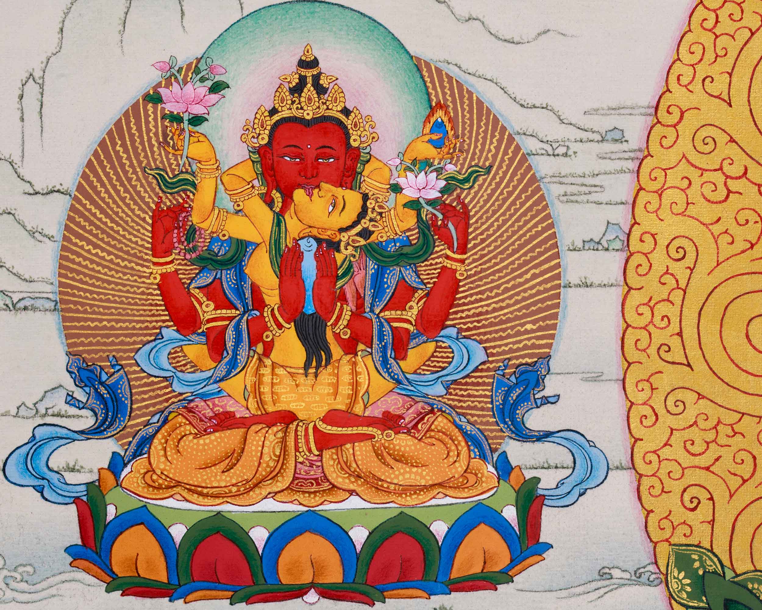 Tibetan Red Chenrezig Print | Gyalwa Gyatso | The Bodhisattva of Compassion