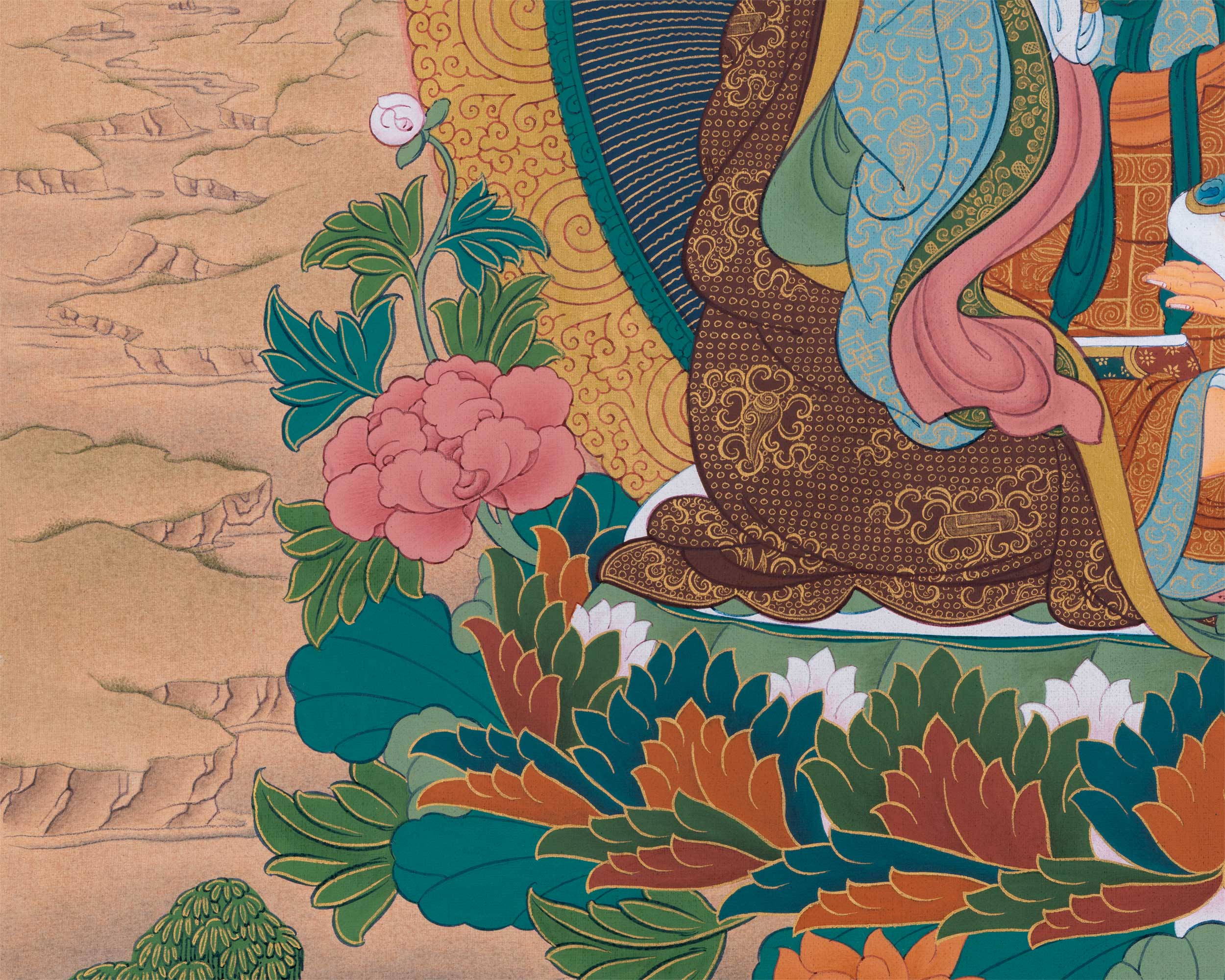Thangka Print Of Lotus-Born Master | Guru Rinpoche Canvas Art | Digital Artwork For Padmasambhava Thangka