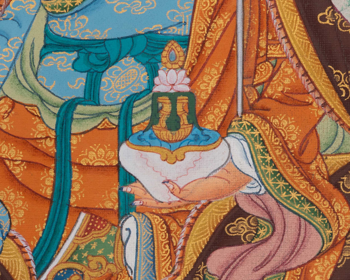 Guru Rinpoche Traditional Thangka | Lotus-Born Master of Vajrayana Buddhism