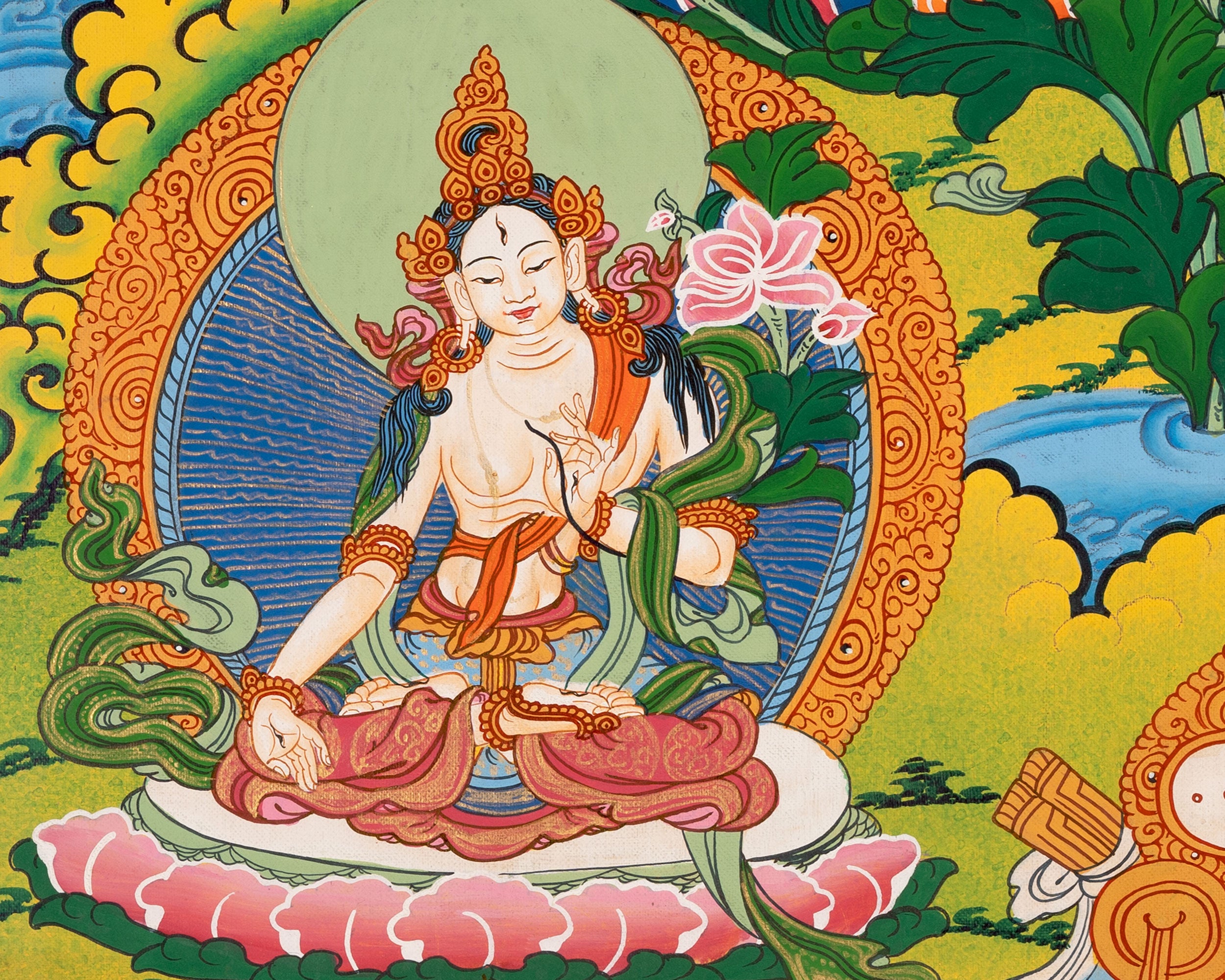 Amitayus Buddha Thangka | Traditional Buddhist Painting | Wall Decors