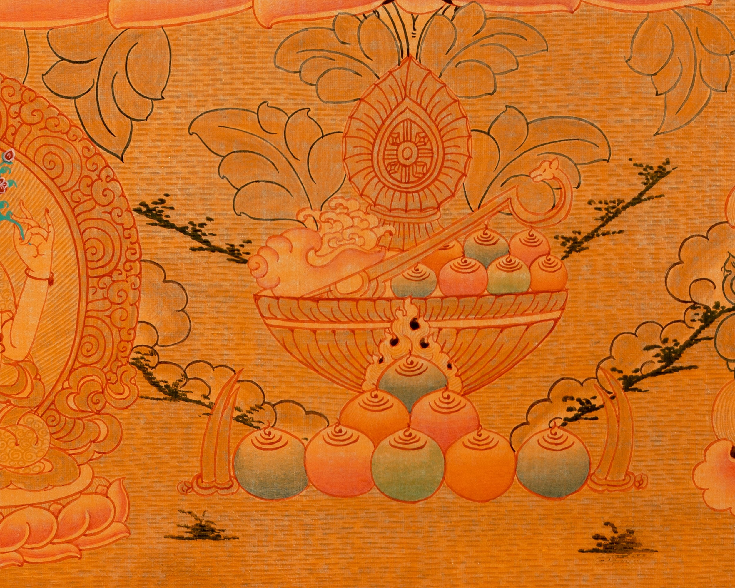 Gold Manjushri Thangka | Tibetan Buddhist Wall Decor Art