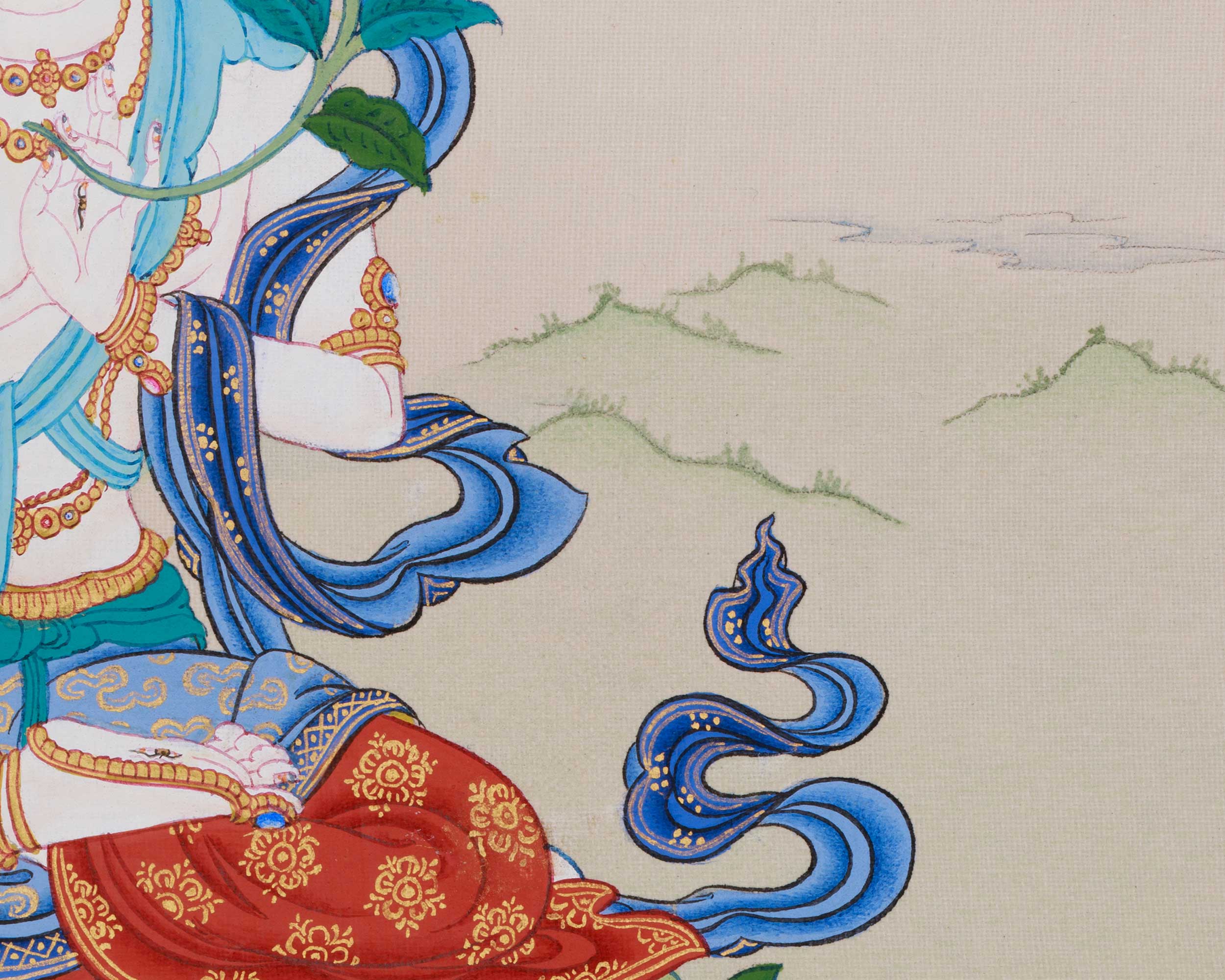 Peaceful White Tara Thangka | Seven-Eyed Goddess of Compassion and Longevity