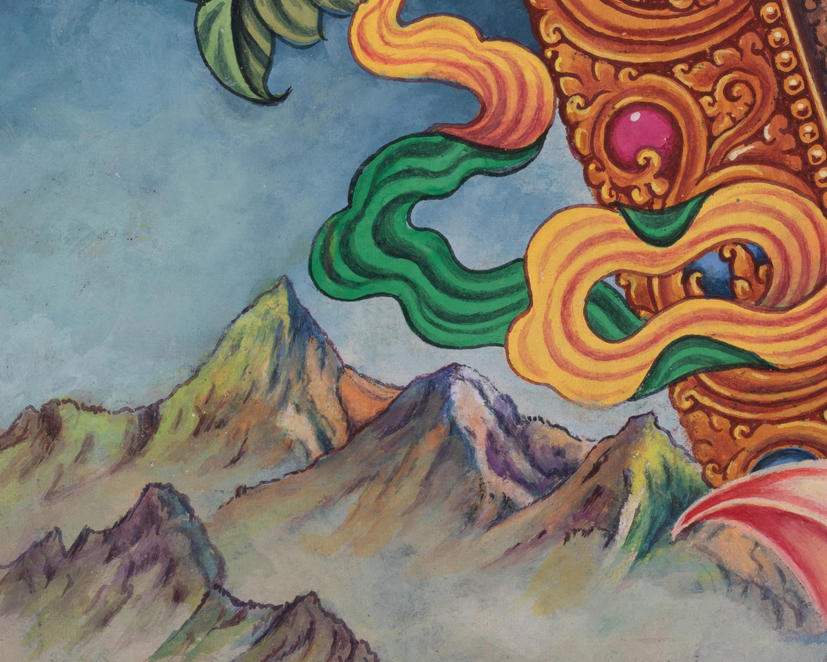 Standing Chenrezig Thangka | Hand-Painted Avalokiteshvara Artwork