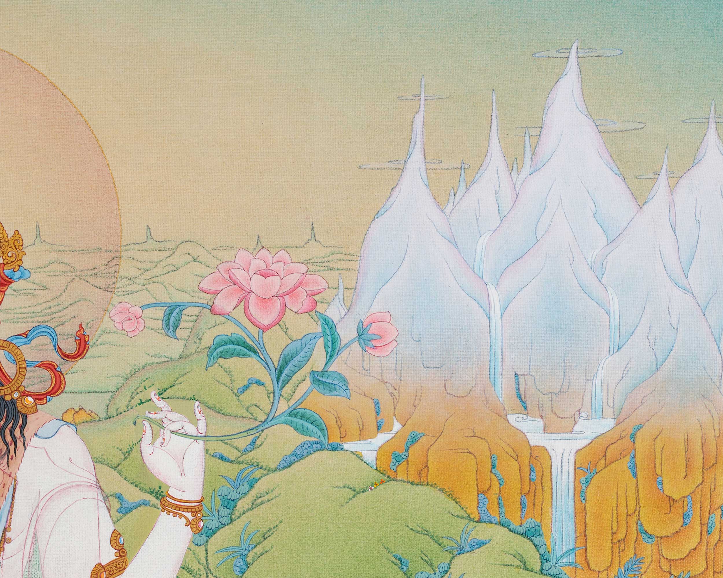 Four-Armed Chenresig Thangka Print for Divine Wisdom | Bodhisattva Of Compassion