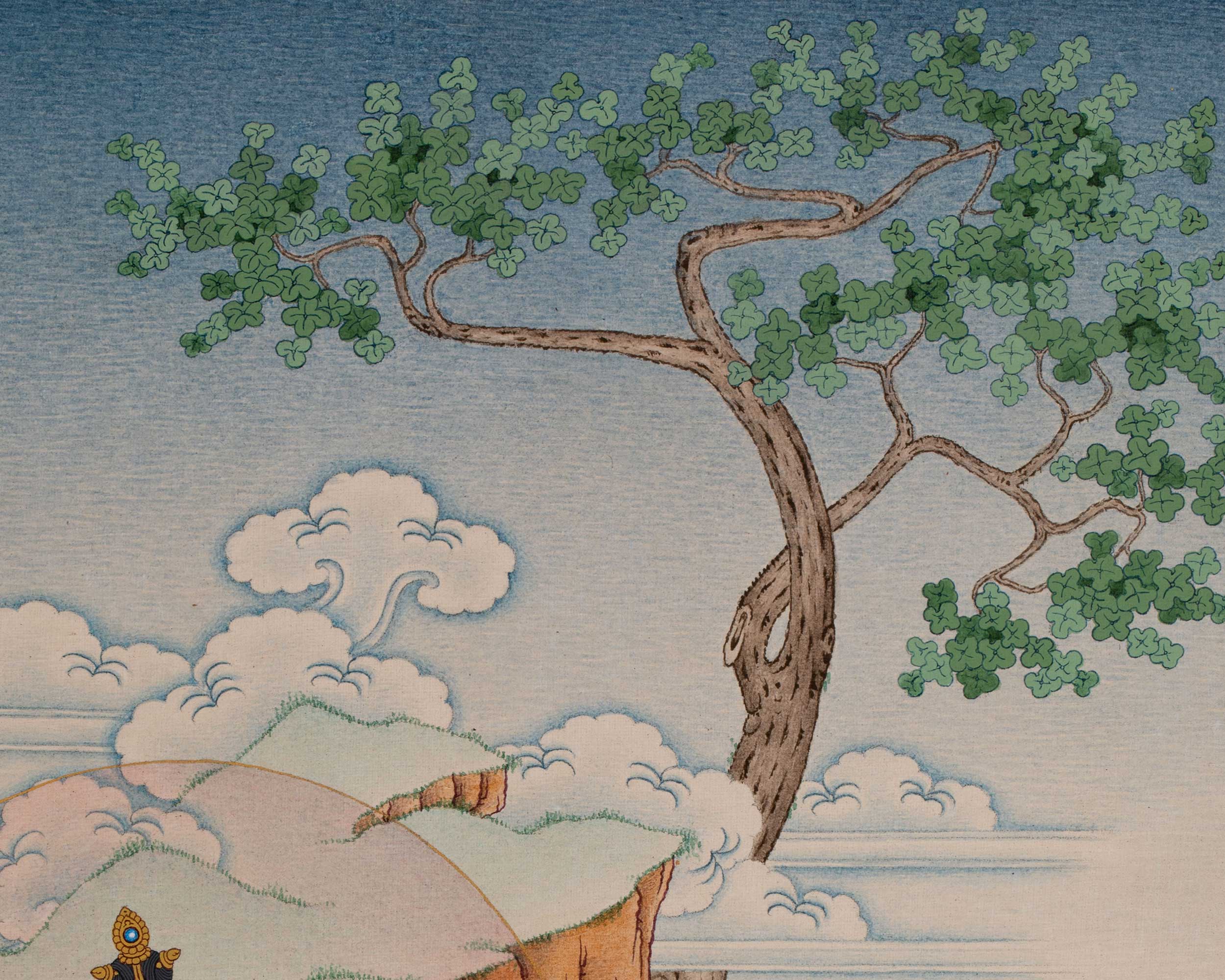 Chenrezig (Avalokiteshvara) with Amitabha Buddha Thangka | Unique Tibetan Buddhist Art