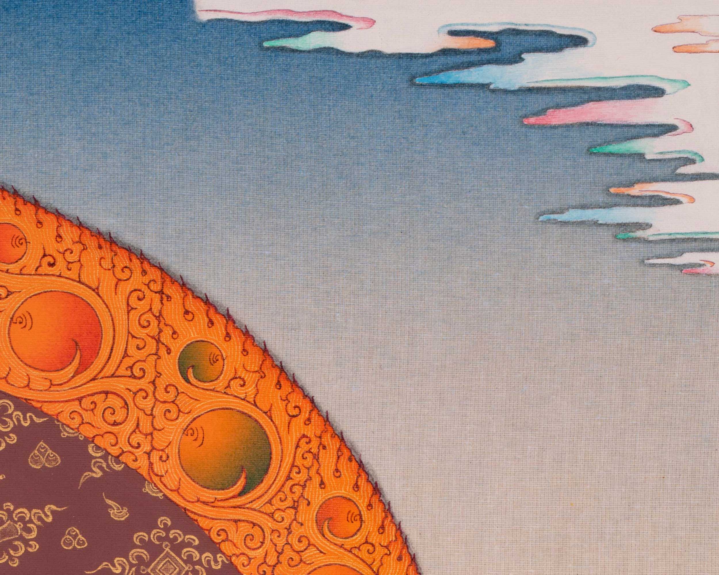 Traditional Black Dzambhala Thangka Print | Print on Cotton Canvas | Wall Decor