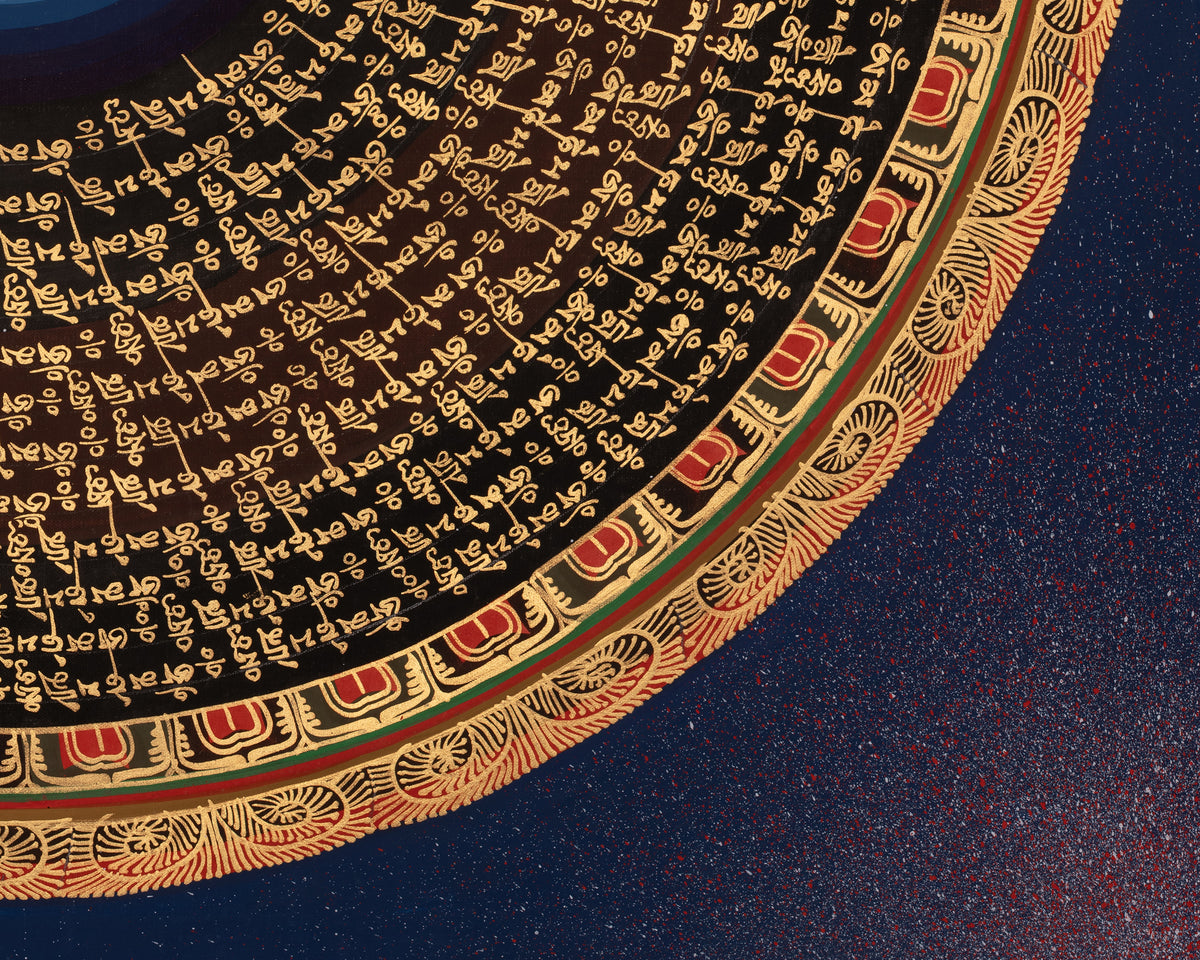 Mantra Mandala Tibetan Artwork | Sacred Tibetan Buddhist Thangka | Meditation Altar