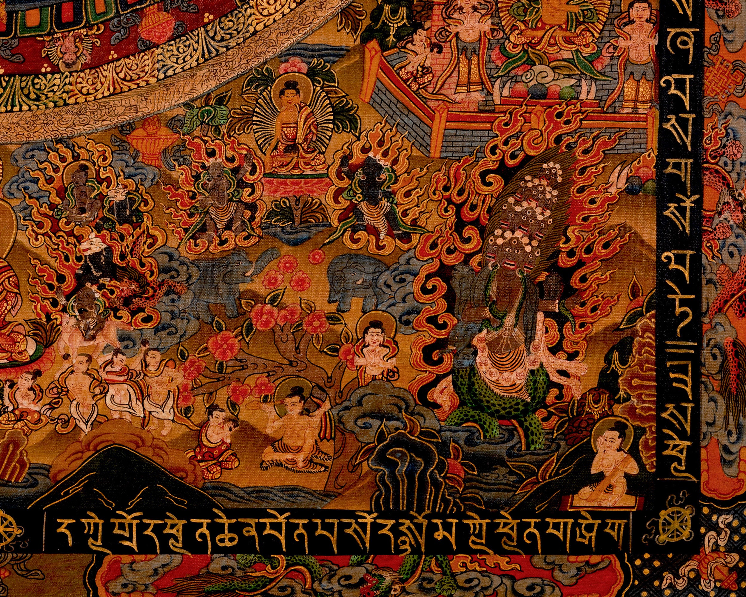 Oil Varnished Bhaisajyaguru Thangka | Traditional Medicine Buddha Mandala