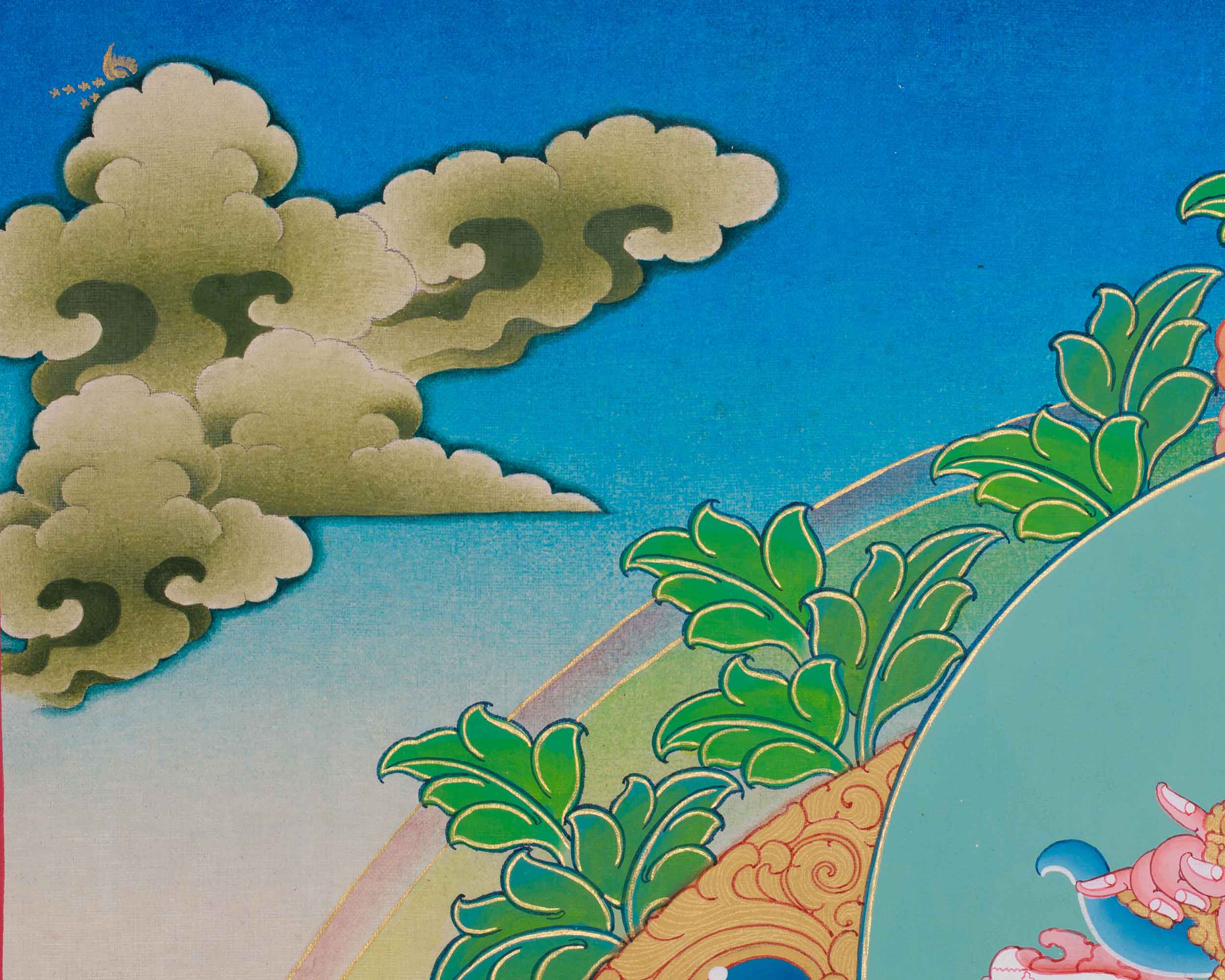 Traditional Red Chenrezig Thangka | Sacred Art of Compassion