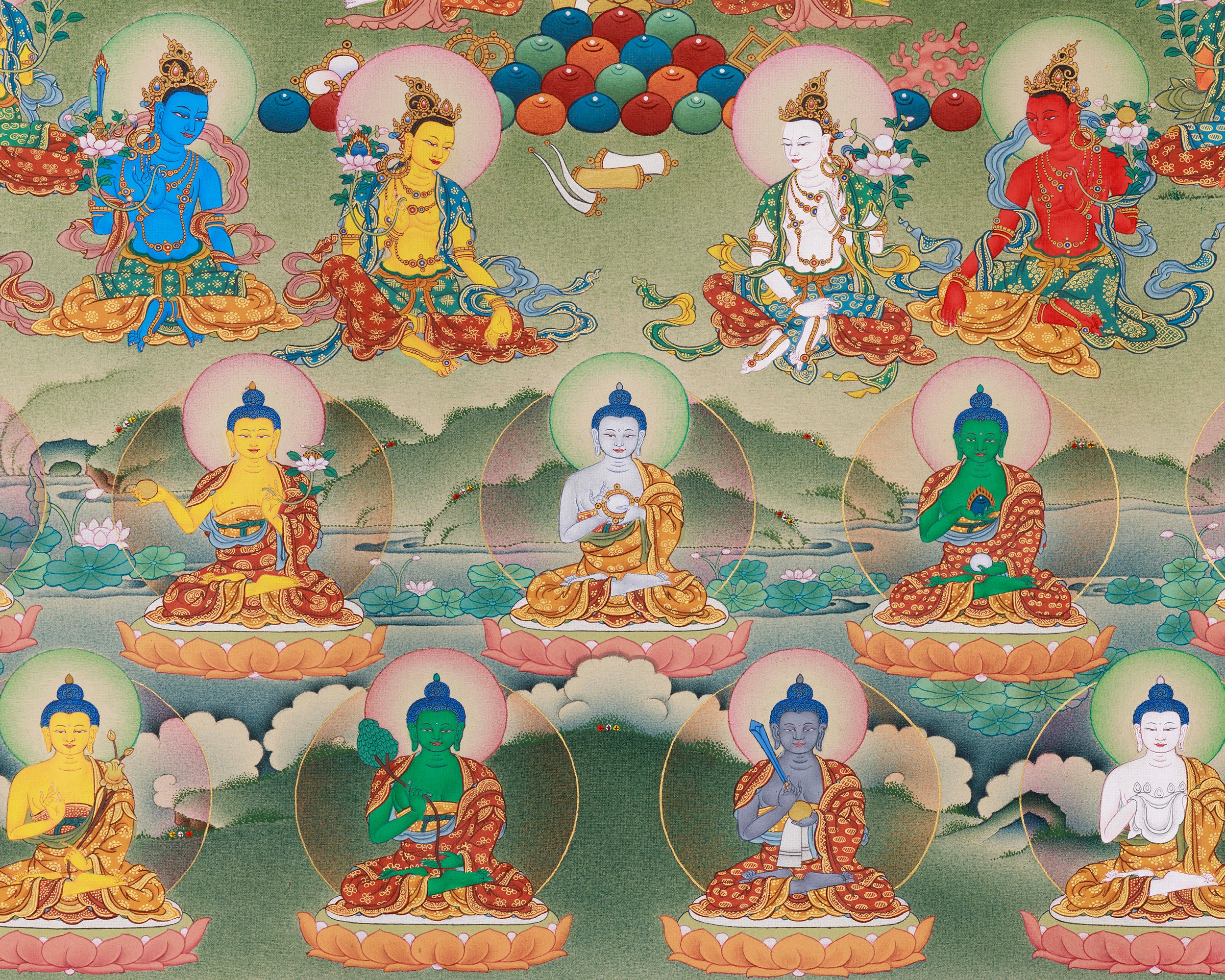 Authentic 35 Buddha Thangka | Tibetan Buddhist Painting for Self-Purification and Enlightenment