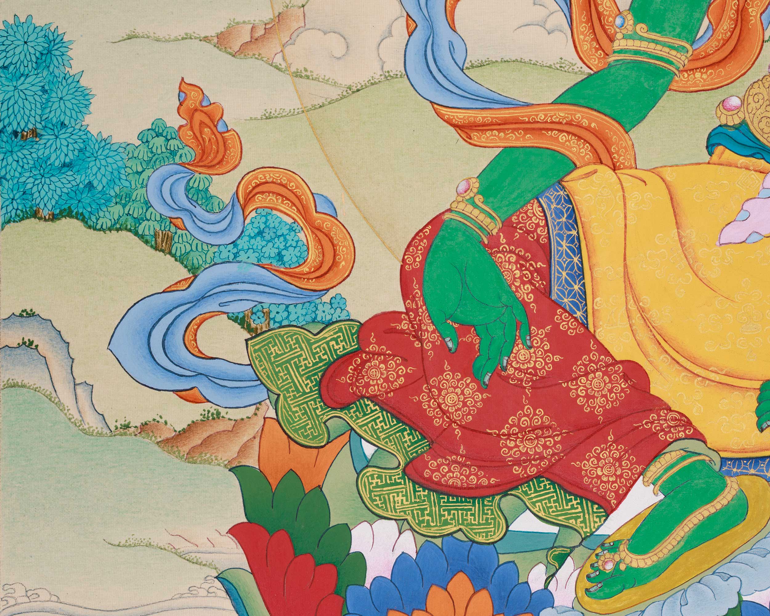 Female Buddha, Green Tara Painting | Compassionate Goddess of Liberation